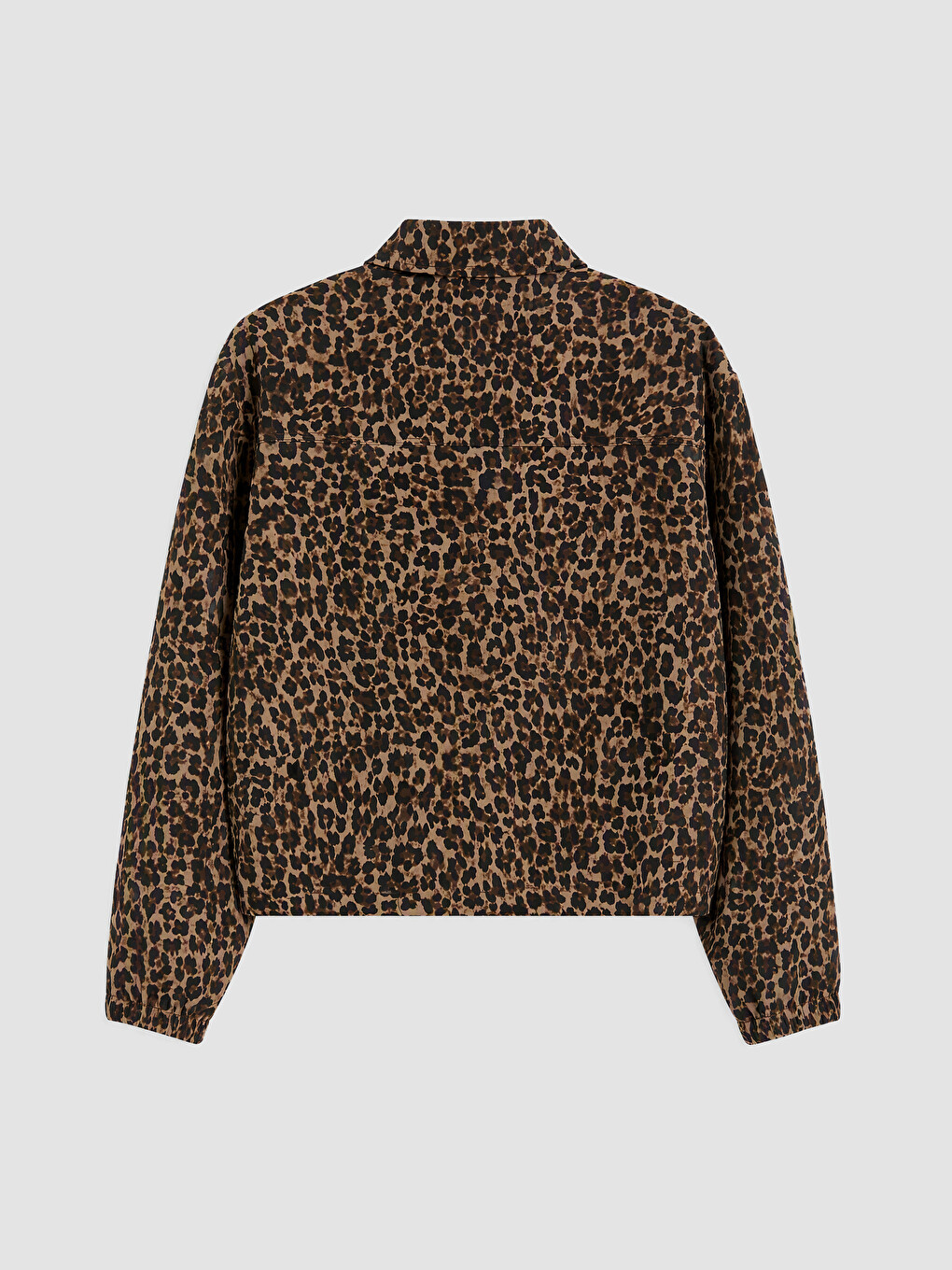 Kahverengi Leopar Desenli Keten Karışımlı Kadın Ceket-7