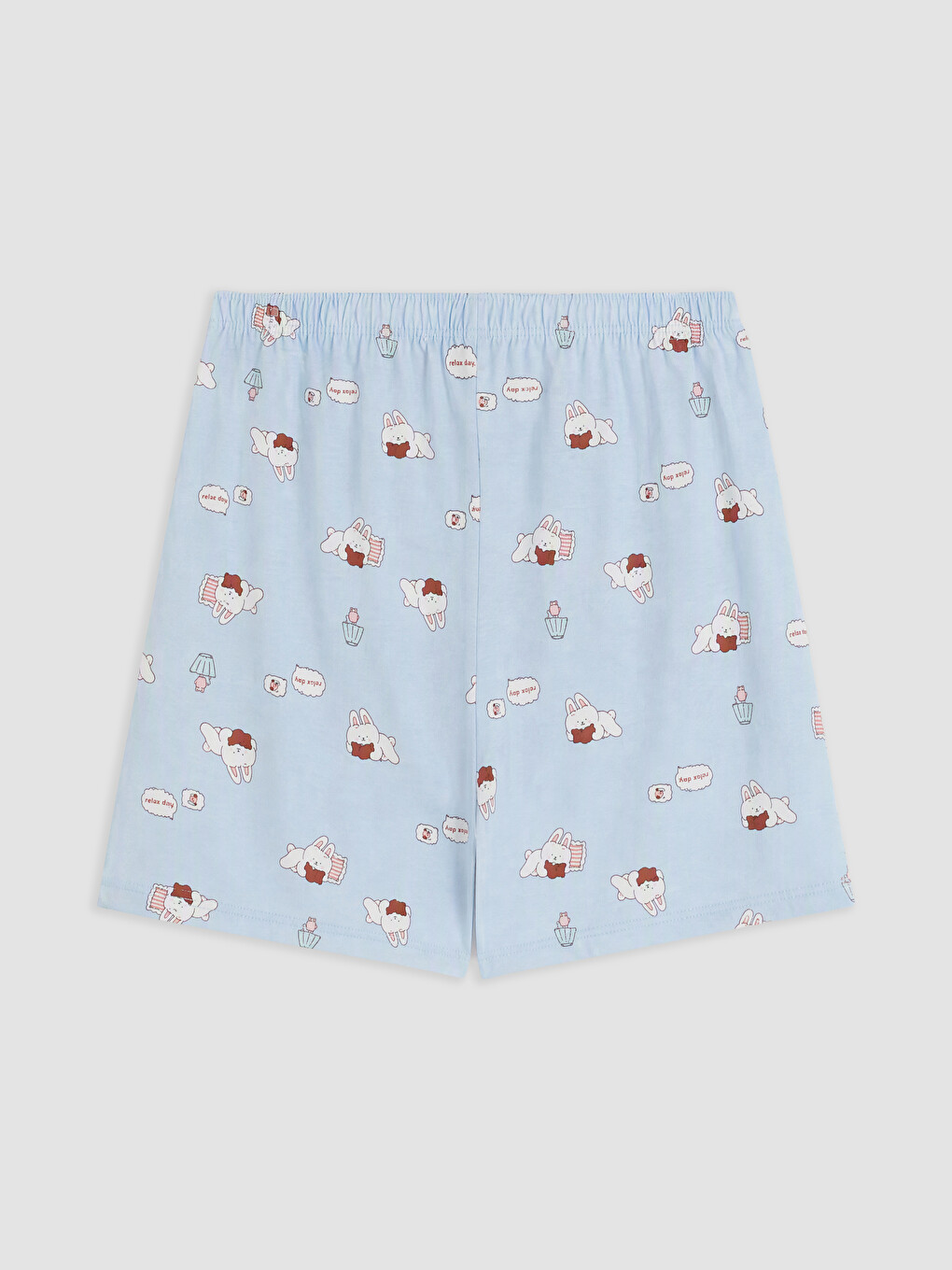 Mavi Baskılı Kadın Şortlu Pijama Takımı-7