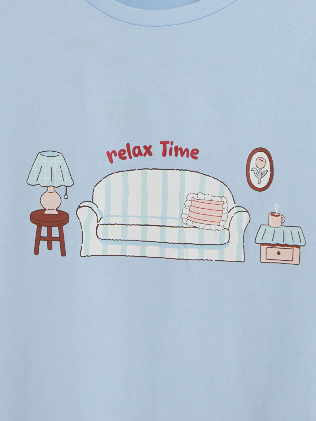 Mavi Baskılı Kadın Şortlu Pijama Takımı-8