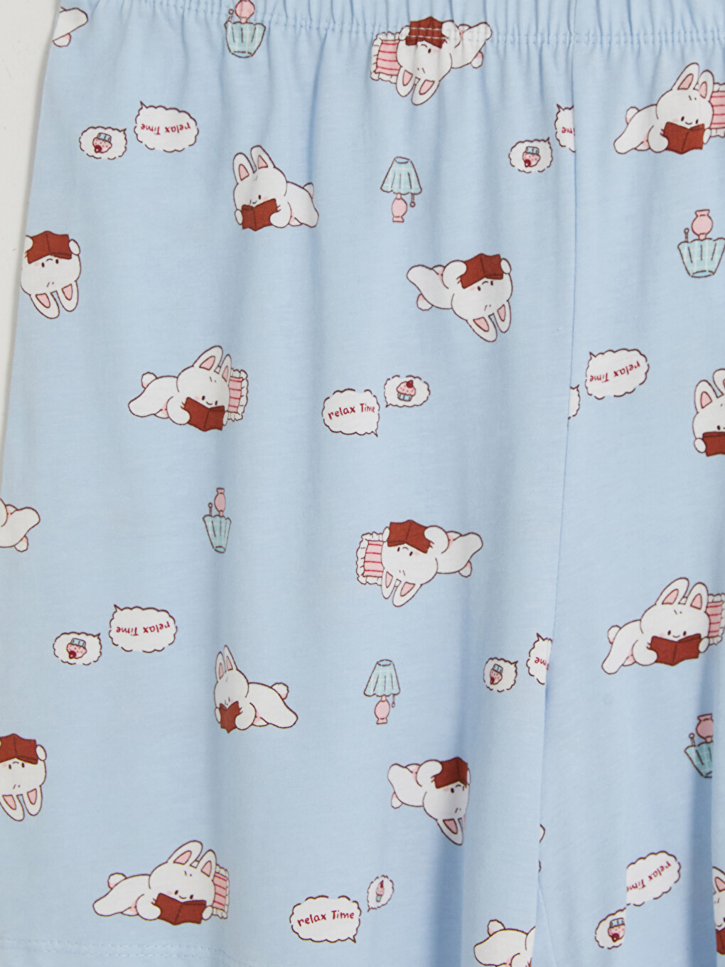 Mavi Baskılı Kadın Şortlu Pijama Takımı-9