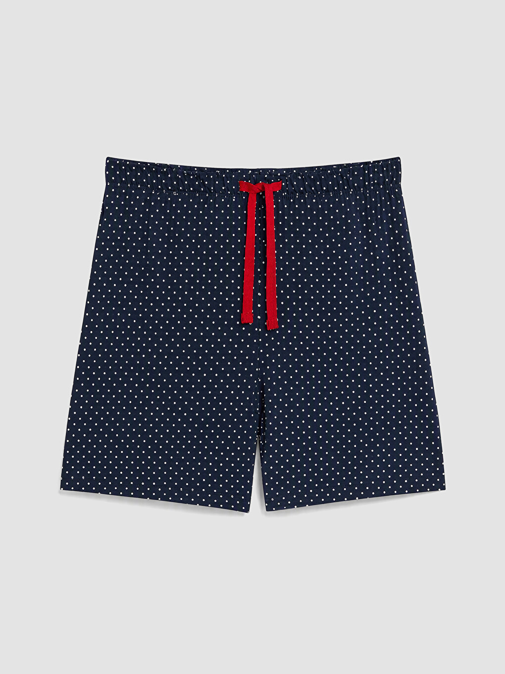 Lacivert Bisiklet Yaka Puantiyeli Kadın Şortlu Pijama Takımı-6