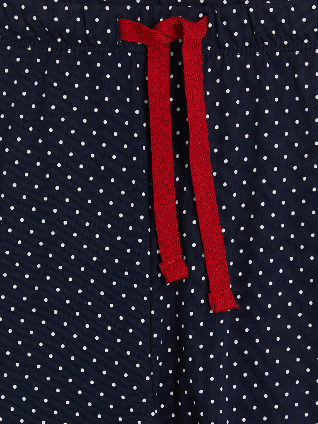 Lacivert Bisiklet Yaka Puantiyeli Kadın Şortlu Pijama Takımı-7
