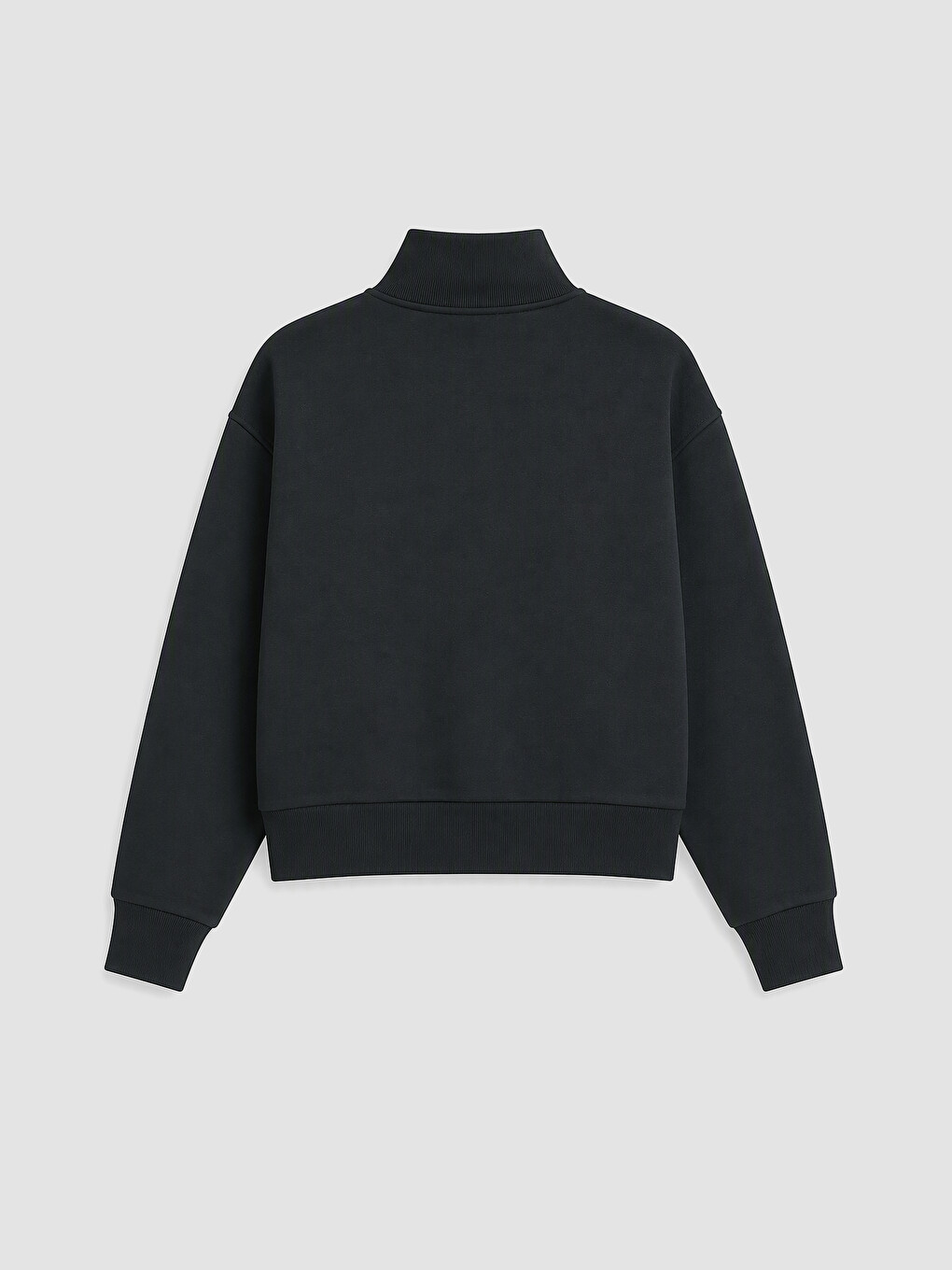 Siyah Dik Yaka Kadın Kalın Sweatshirt-3