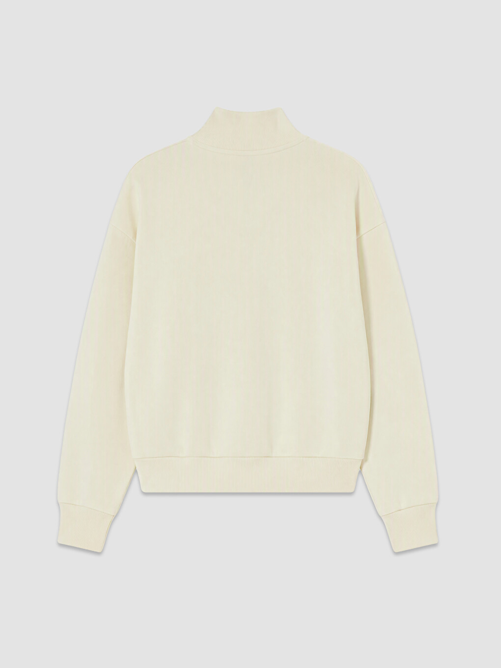 Bej Dik Yaka Kadın Kalın Sweatshirt-1
