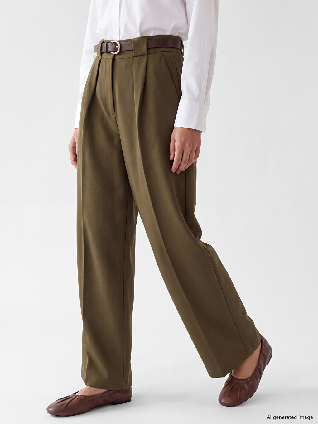 Waist Belted Pleated Women's Kuımaş Trousers-1