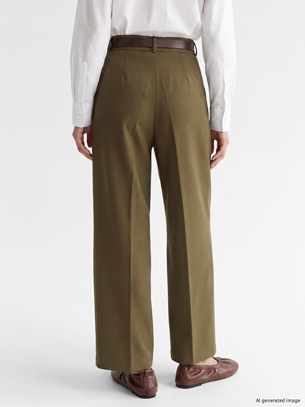 Waist Belted Pleated Women's Kuımaş Trousers-3