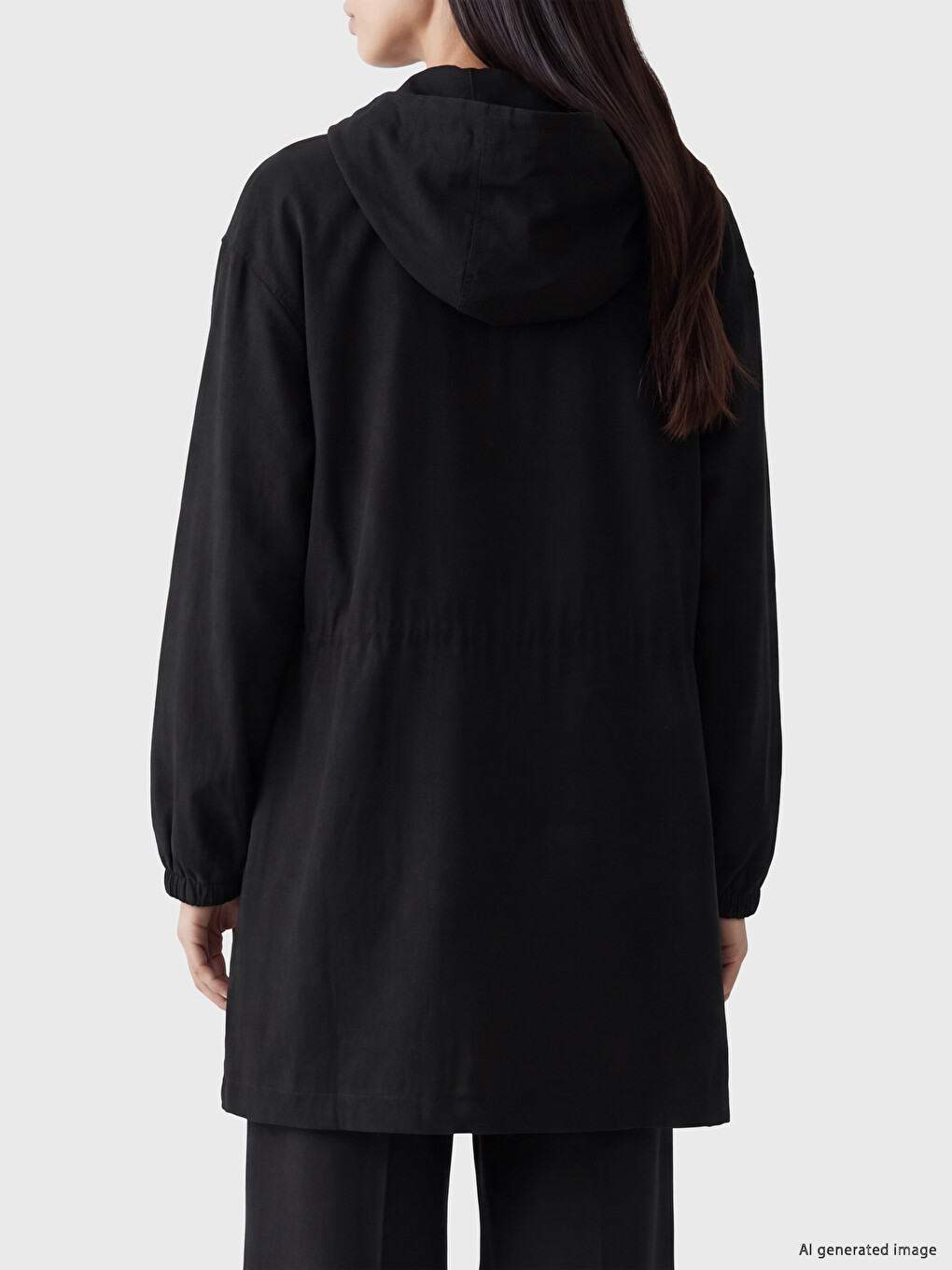Woman Black Modest Hooded Abaya-2