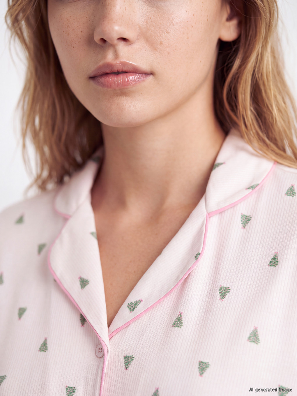 Pembe Yılbaşı Temalı Kadın Pijama Takım-2