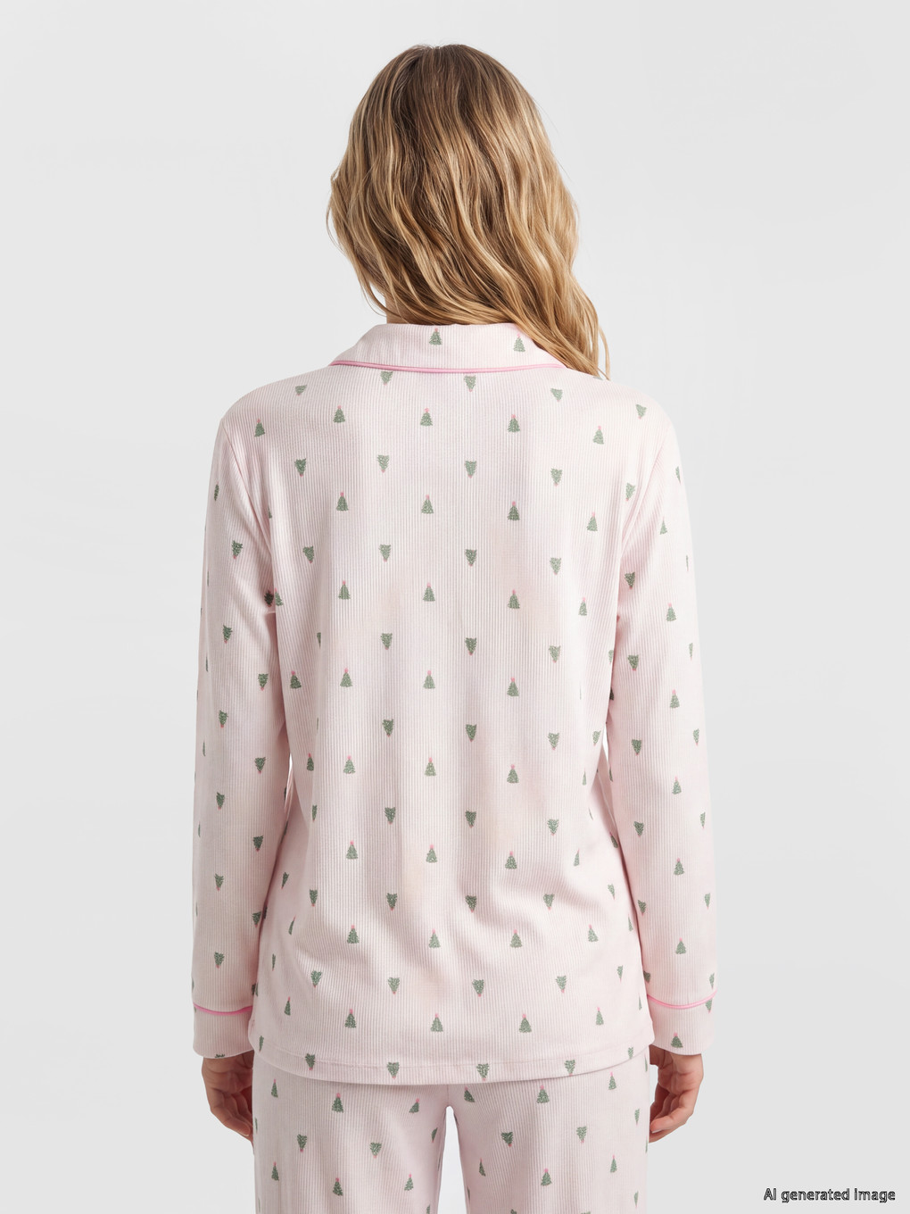 Pembe Yılbaşı Temalı Kadın Pijama Takım-3