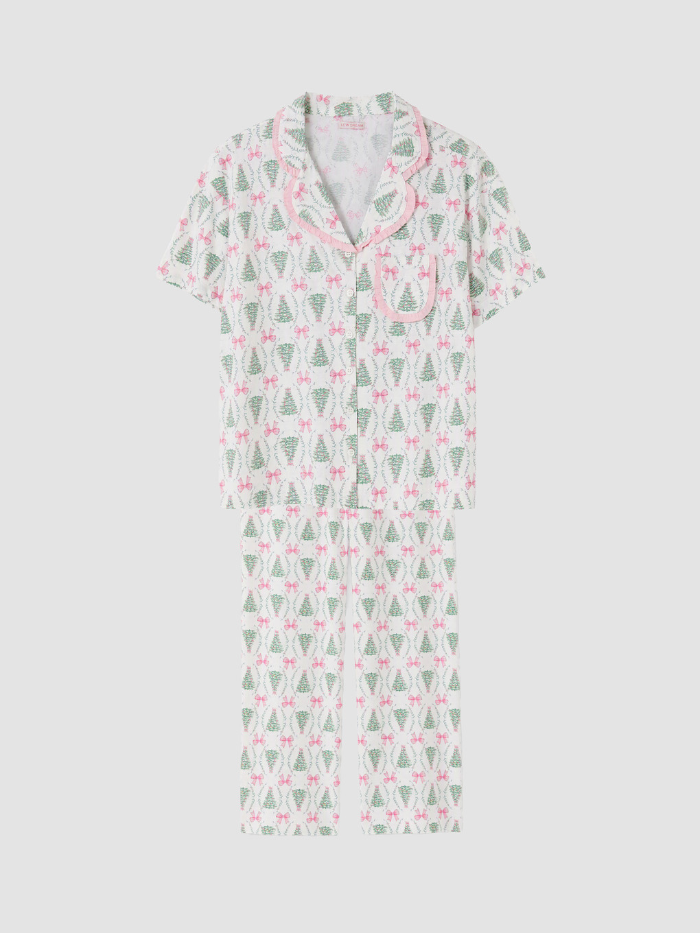 Ekru Yılbaşı Temalı Kadın Pijama Takımı-4