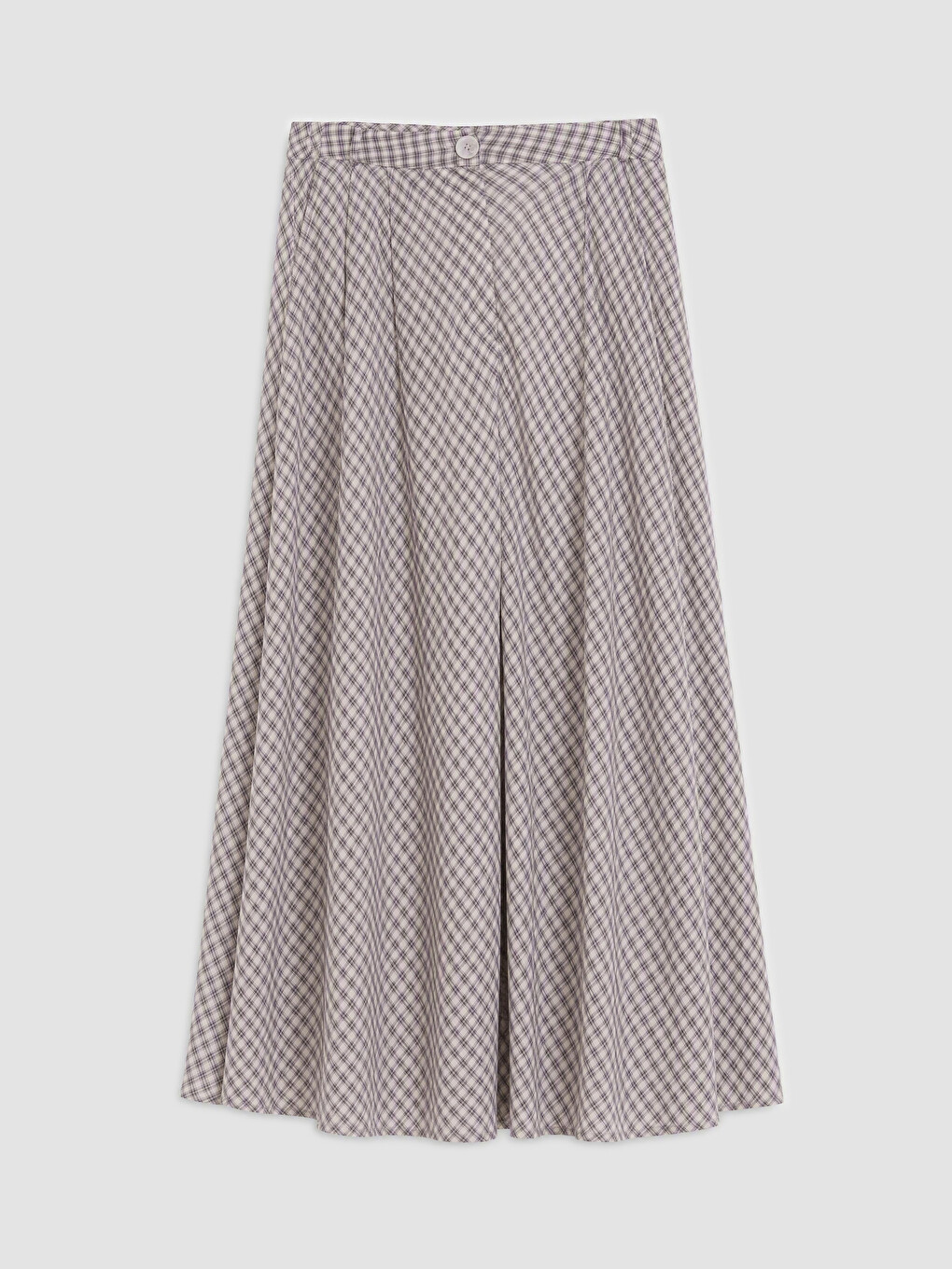 Ekru Loose Fit Ekose Kloş Etek