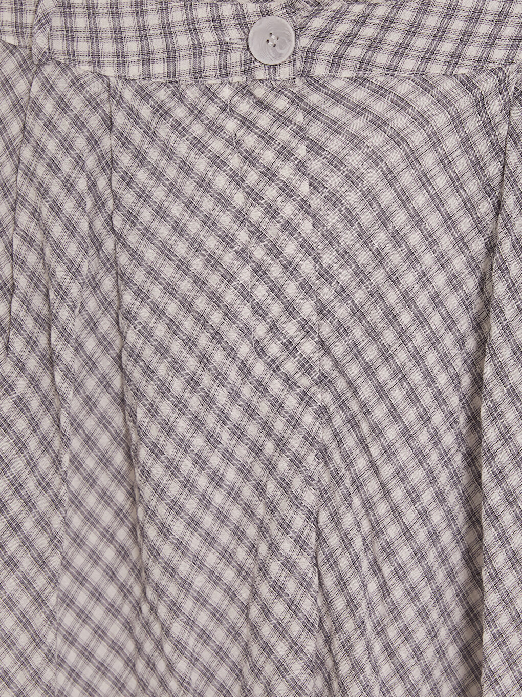 Ekru Loose Fit Ekose Kloş Etek-2