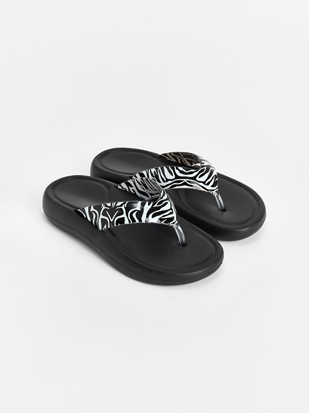 Karışık Zebra Desenli Kadın Parmak Arası Terlik