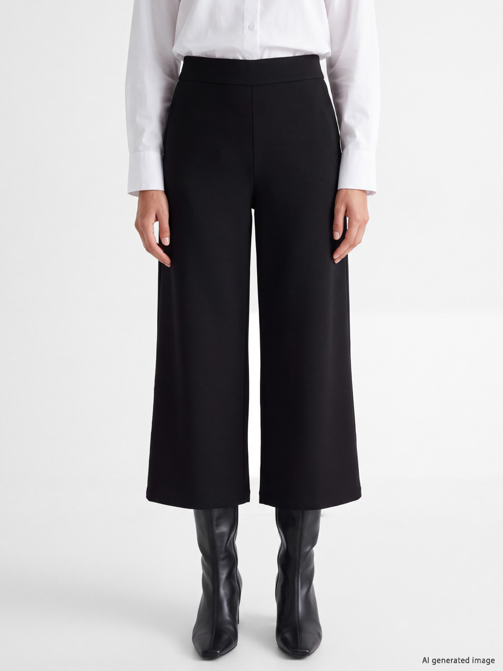 Elastic Waist Wide Leg Women's Trousers-1
