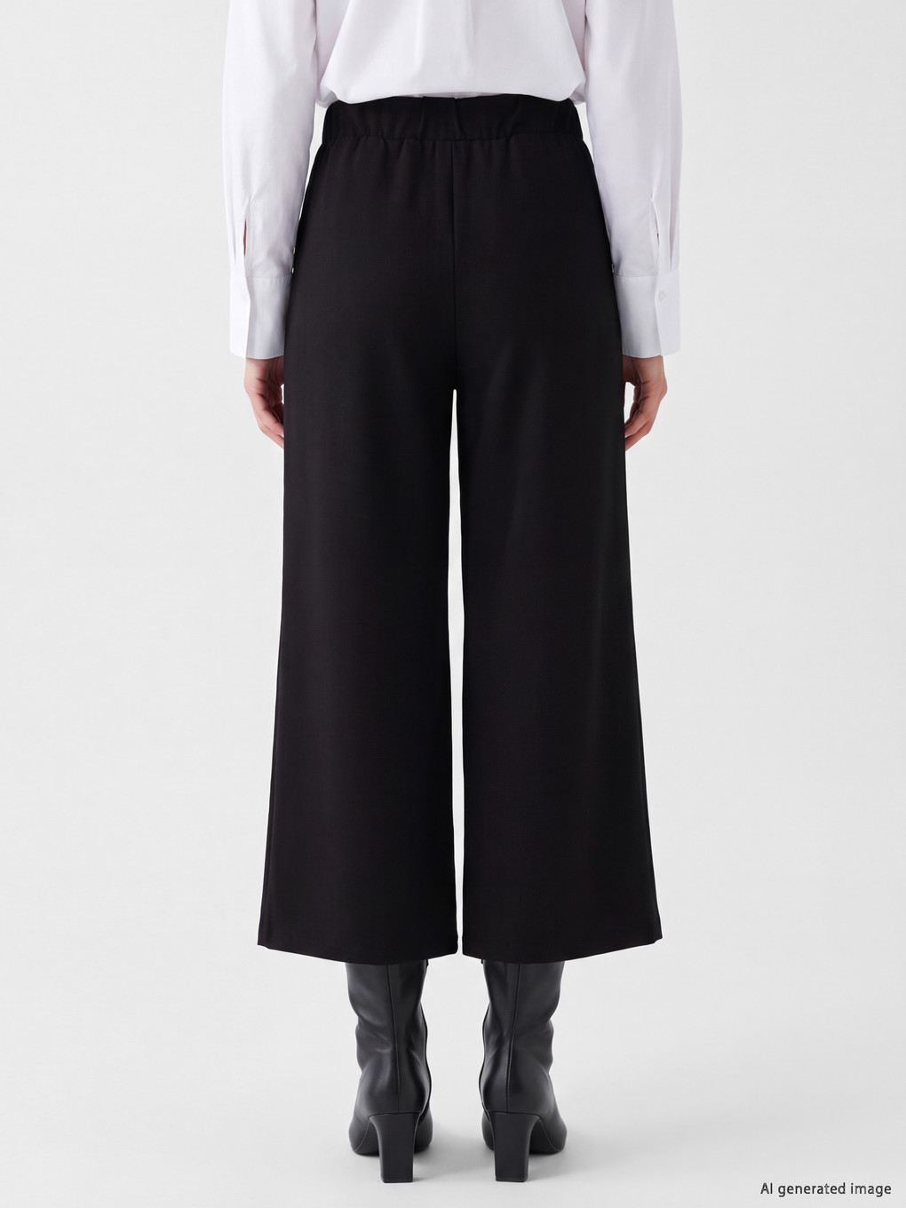 Elastic Waist Wide Leg Women's Trousers-3