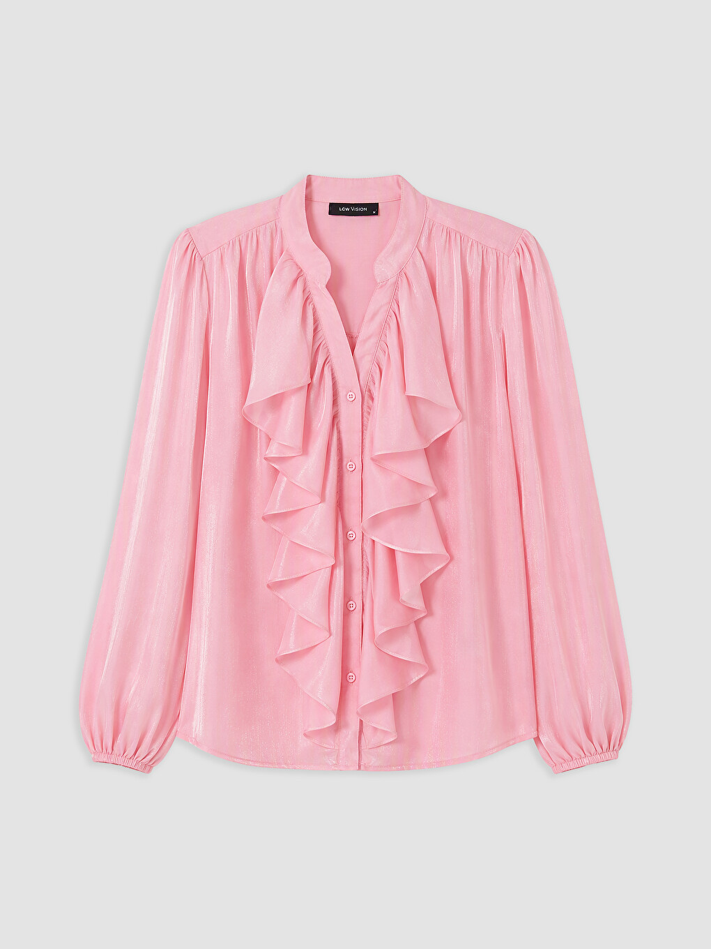 Notch Neck Ruffled Blouse