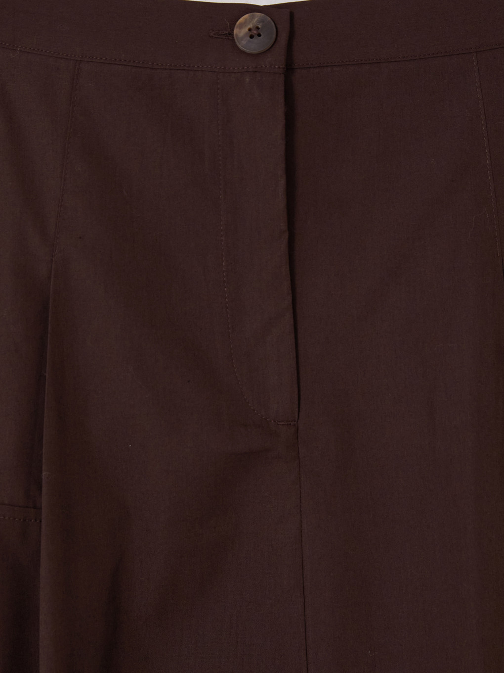 Kahverengi Düğmeli Poplin A Kesim Etek-2