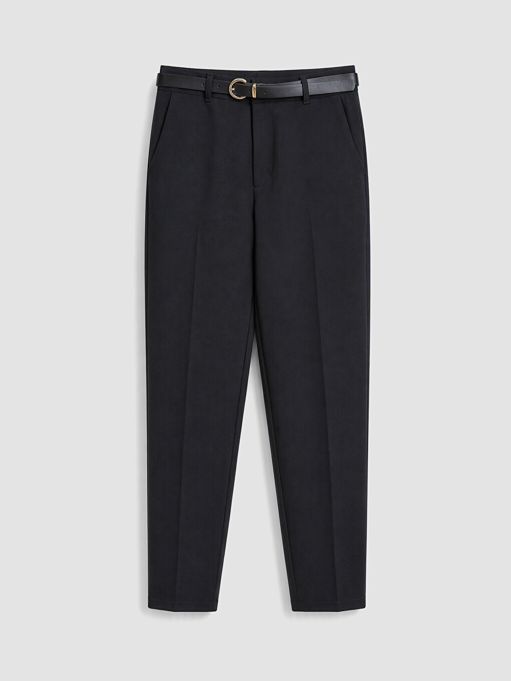 Belted Slim Fit Women's Fabric Trousers