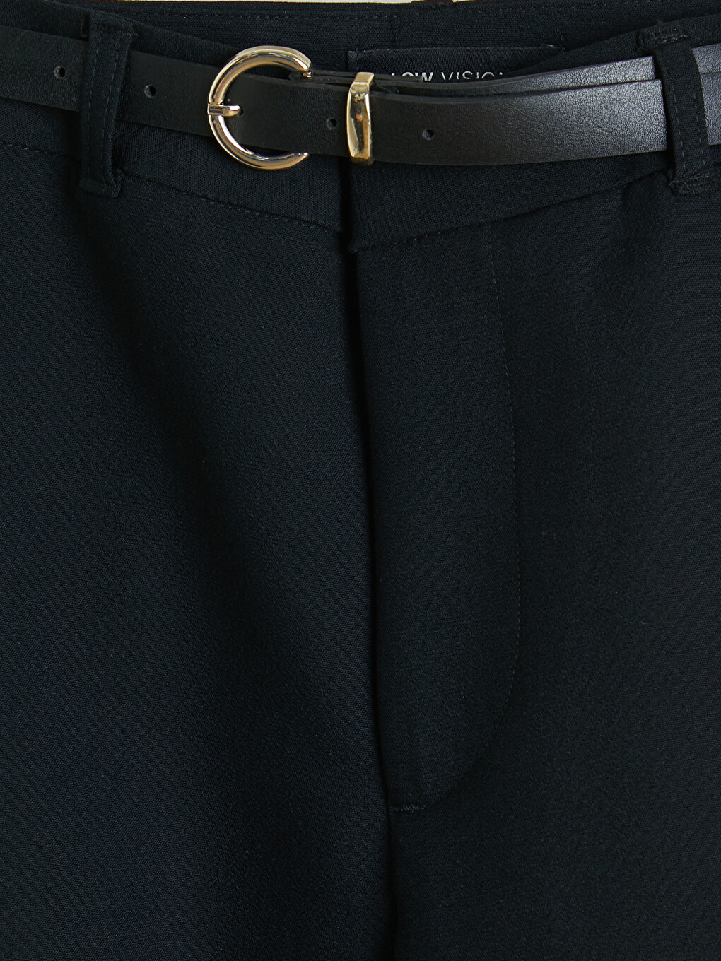 Belted Slim Fit Women's Fabric Trousers-1