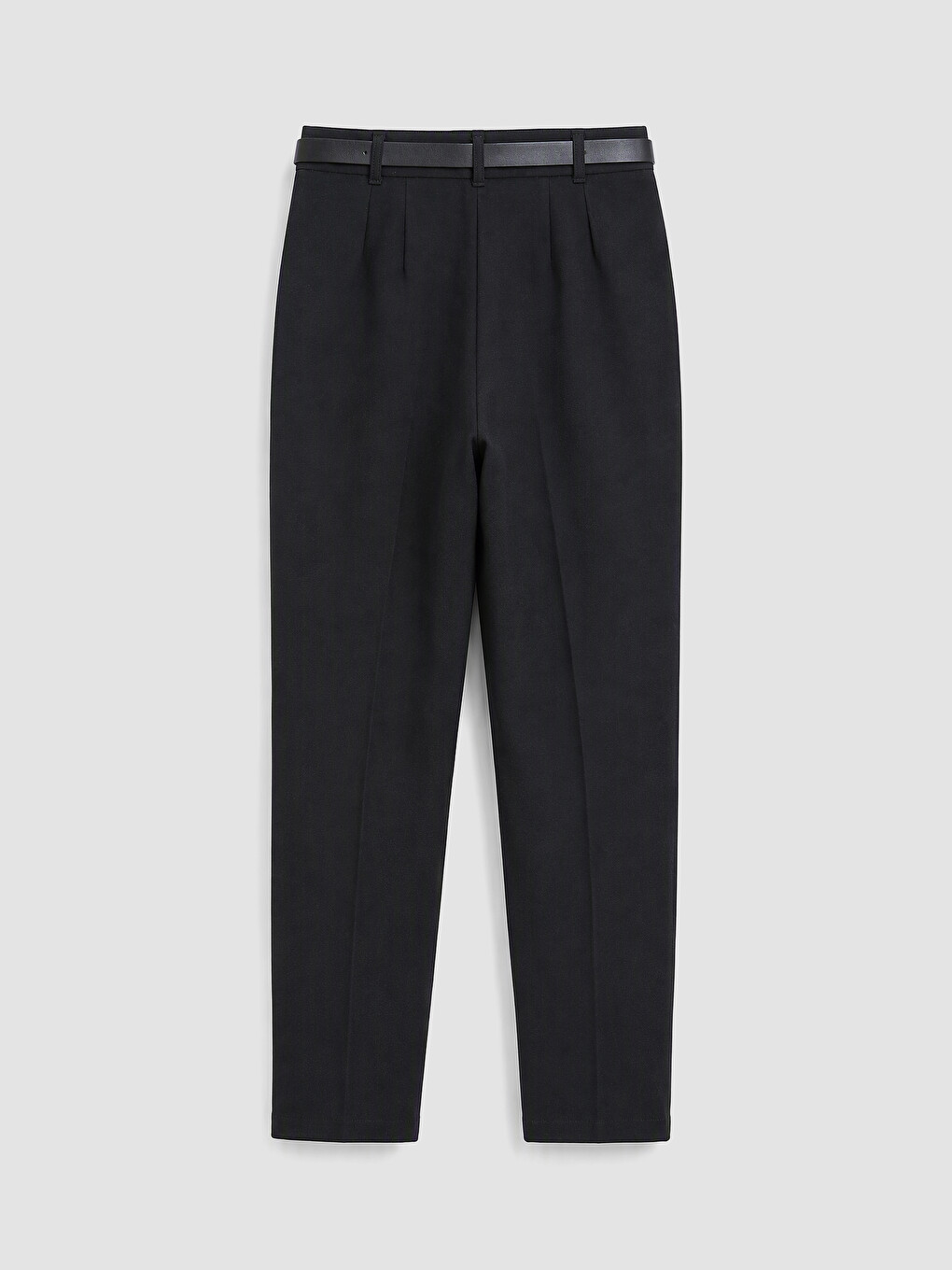 Belted Slim Fit Women's Fabric Trousers-2