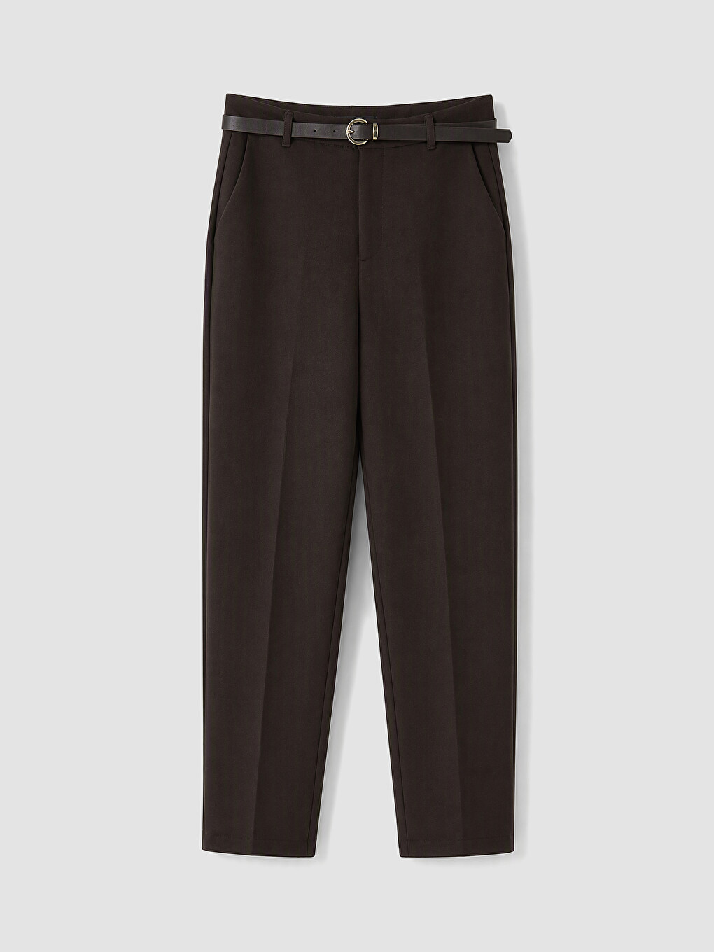 Belted Slim Fit Women's Fabric Trousers