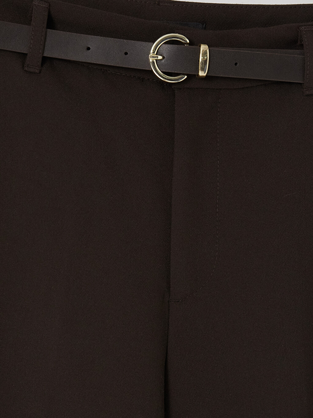 Belted Slim Fit Women's Fabric Trousers-1