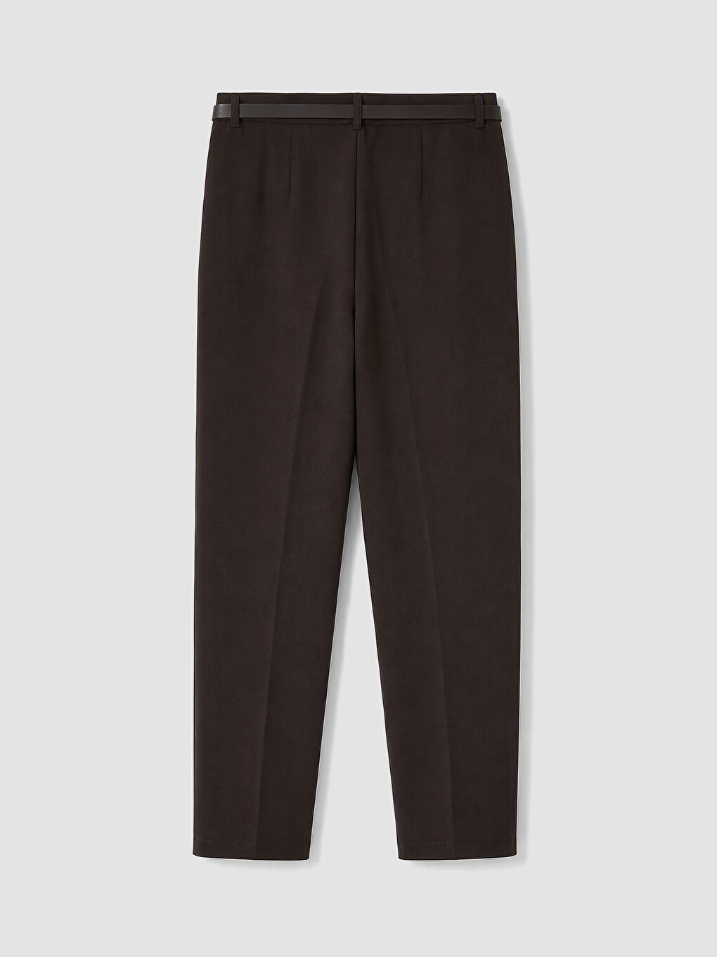 Belted Slim Fit Women's Fabric Trousers-2