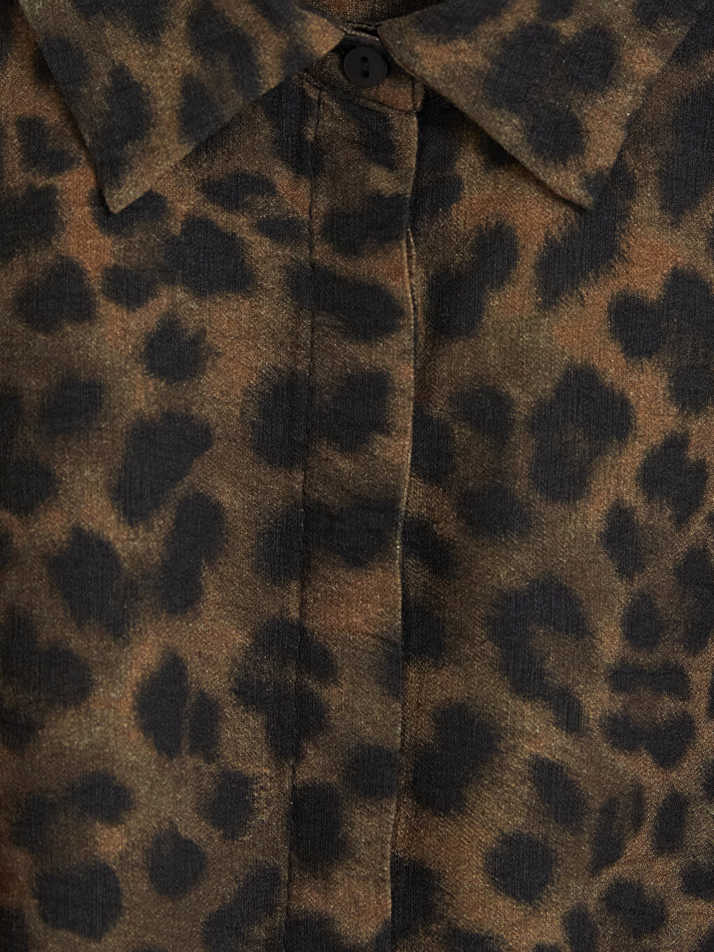 Siyah Leopar Desenli Kuşaklı Kadın Gömlek-2