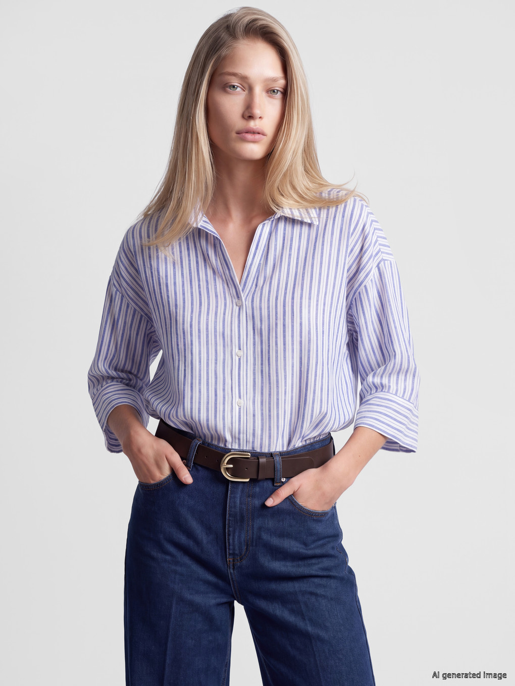 Woman Blue Shirt