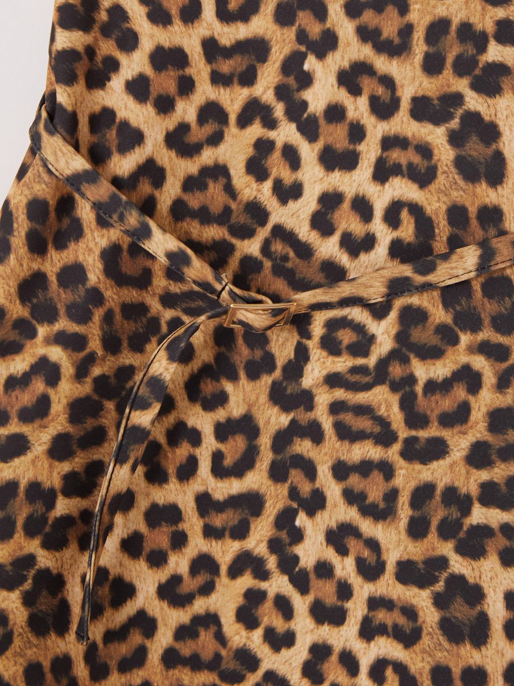Bej Leopar Desenli A Kesim Krep Şort Etek-2