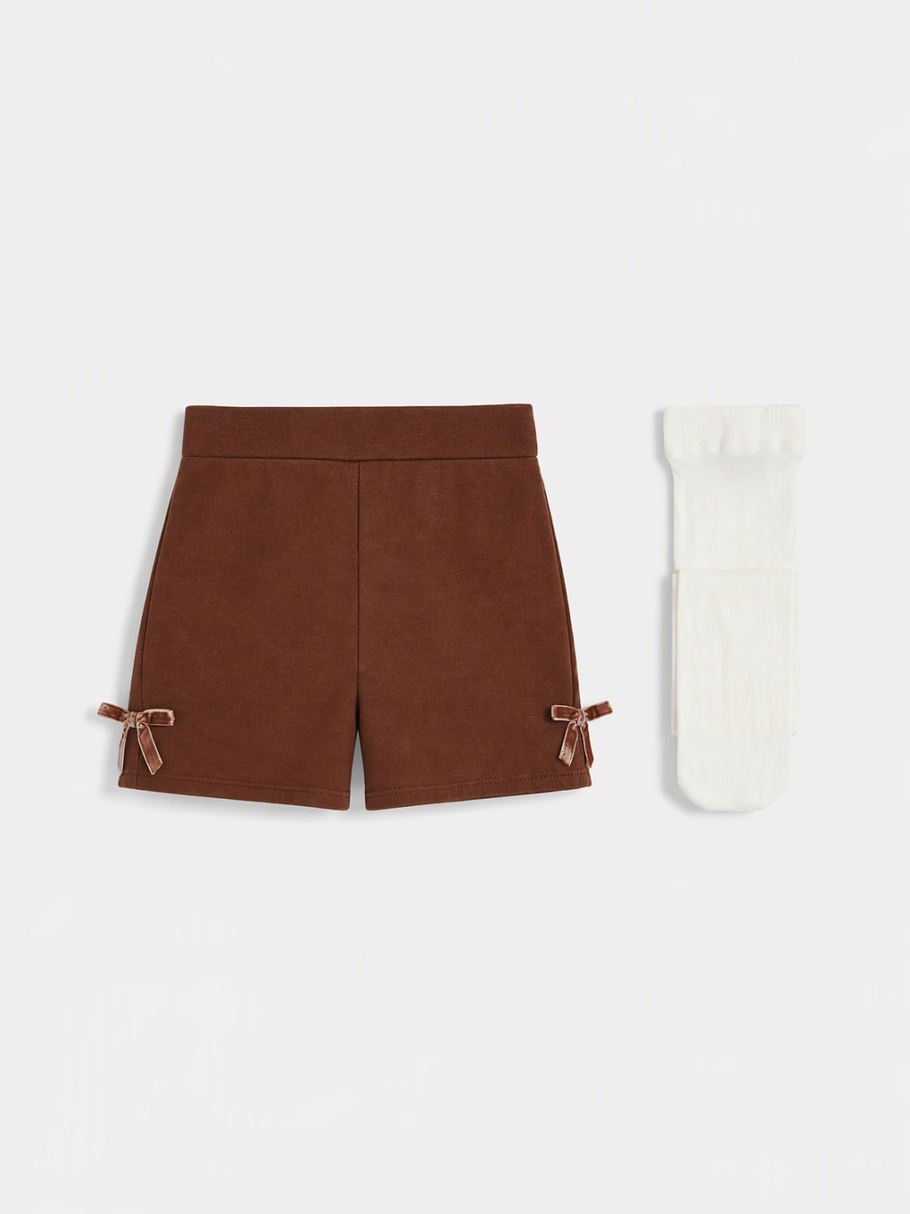 Kahverengi Çiçekli Kız Çocuk Gabardin Takım-3