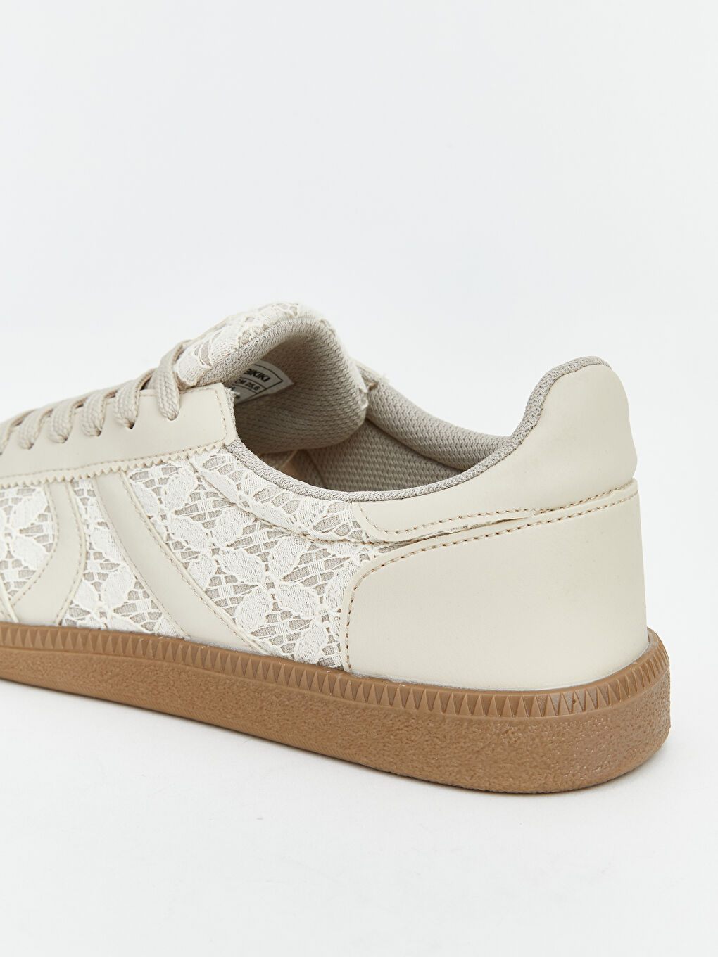 Bej Dantel Detaylı Kadın Spor Ayakkabı-4