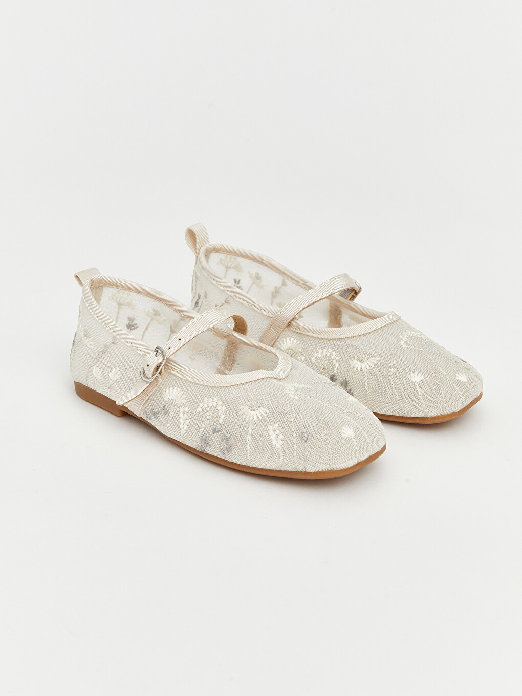 Floral Mesh Girls' Ballet Flats