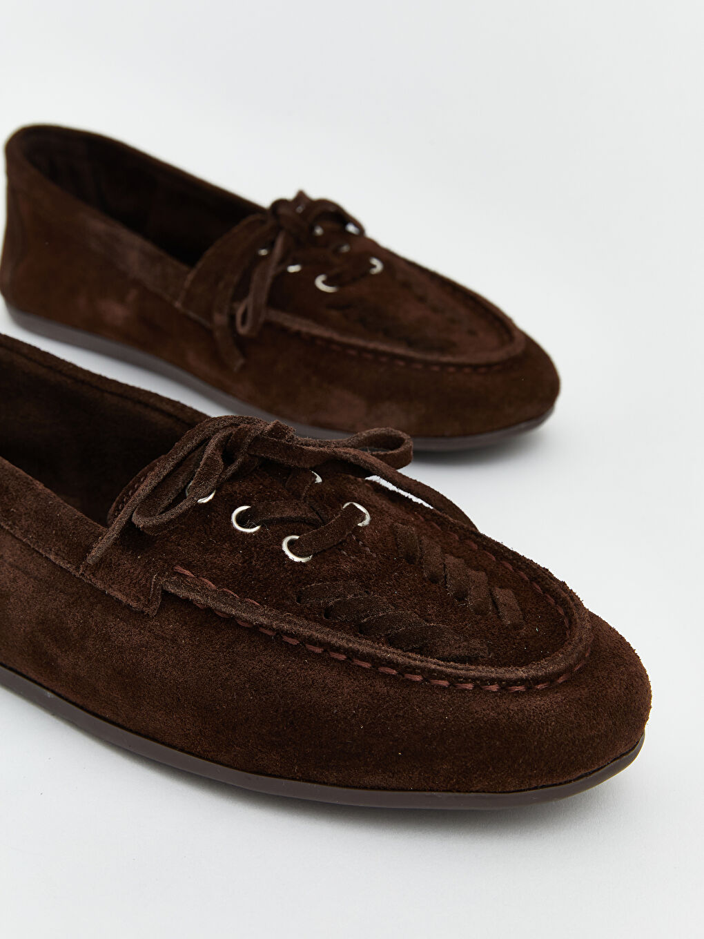 Kahverengi Süet Kadın Loafer-2