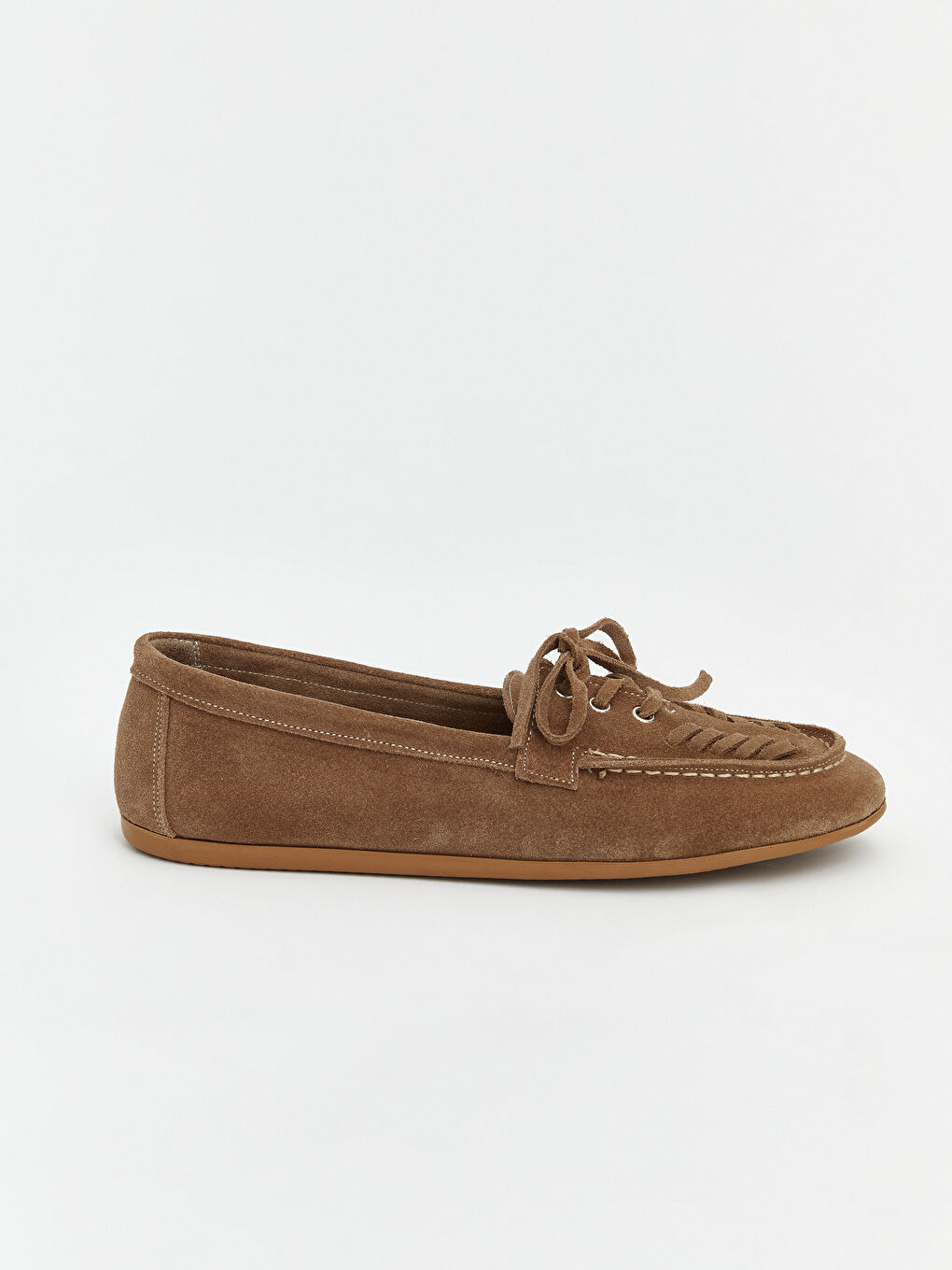 Bej Süet Kadın Loafer-1