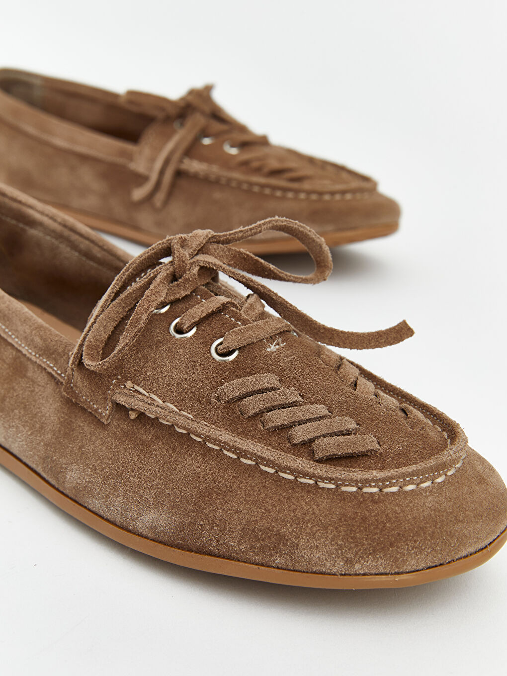 Bej Süet Kadın Loafer-2