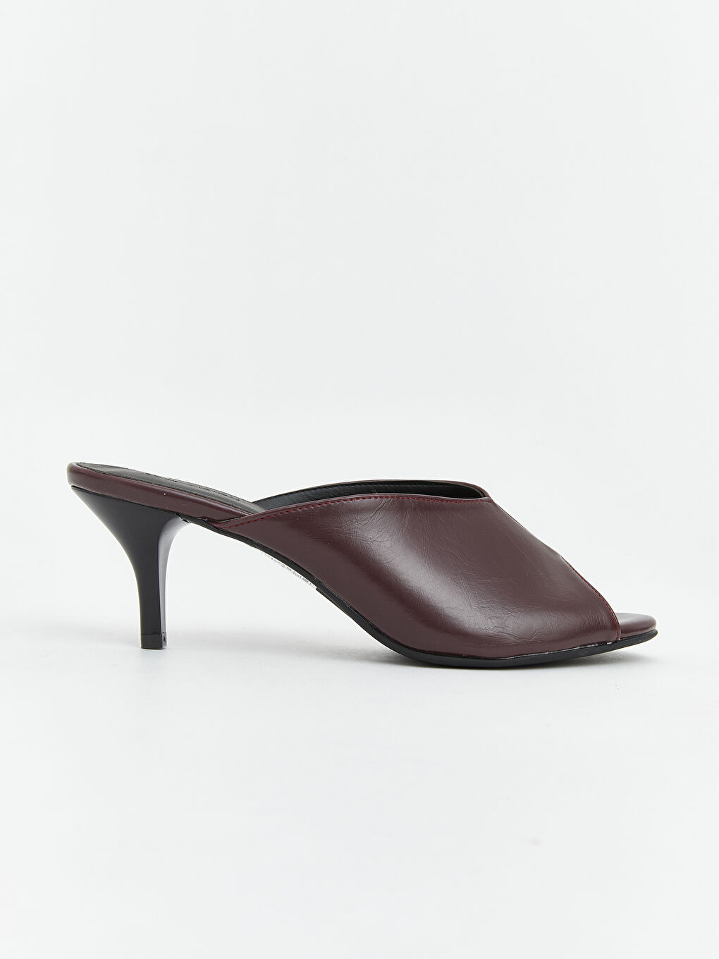 Bordo Deri Görünümlü Kadın Topuklu Ayakkabı-1