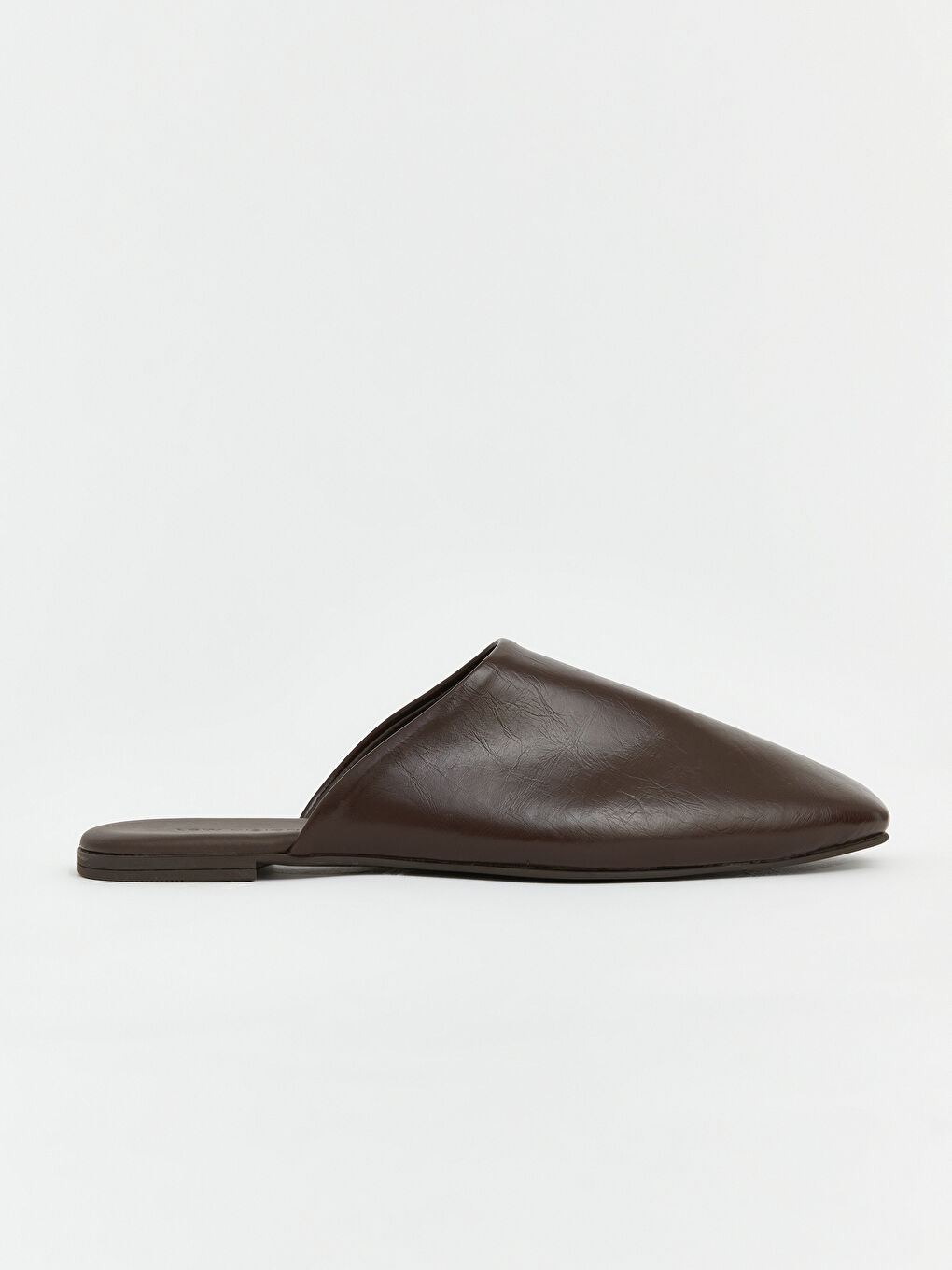 Kahverengi Deri Görünümlü Kadın Terlik-1