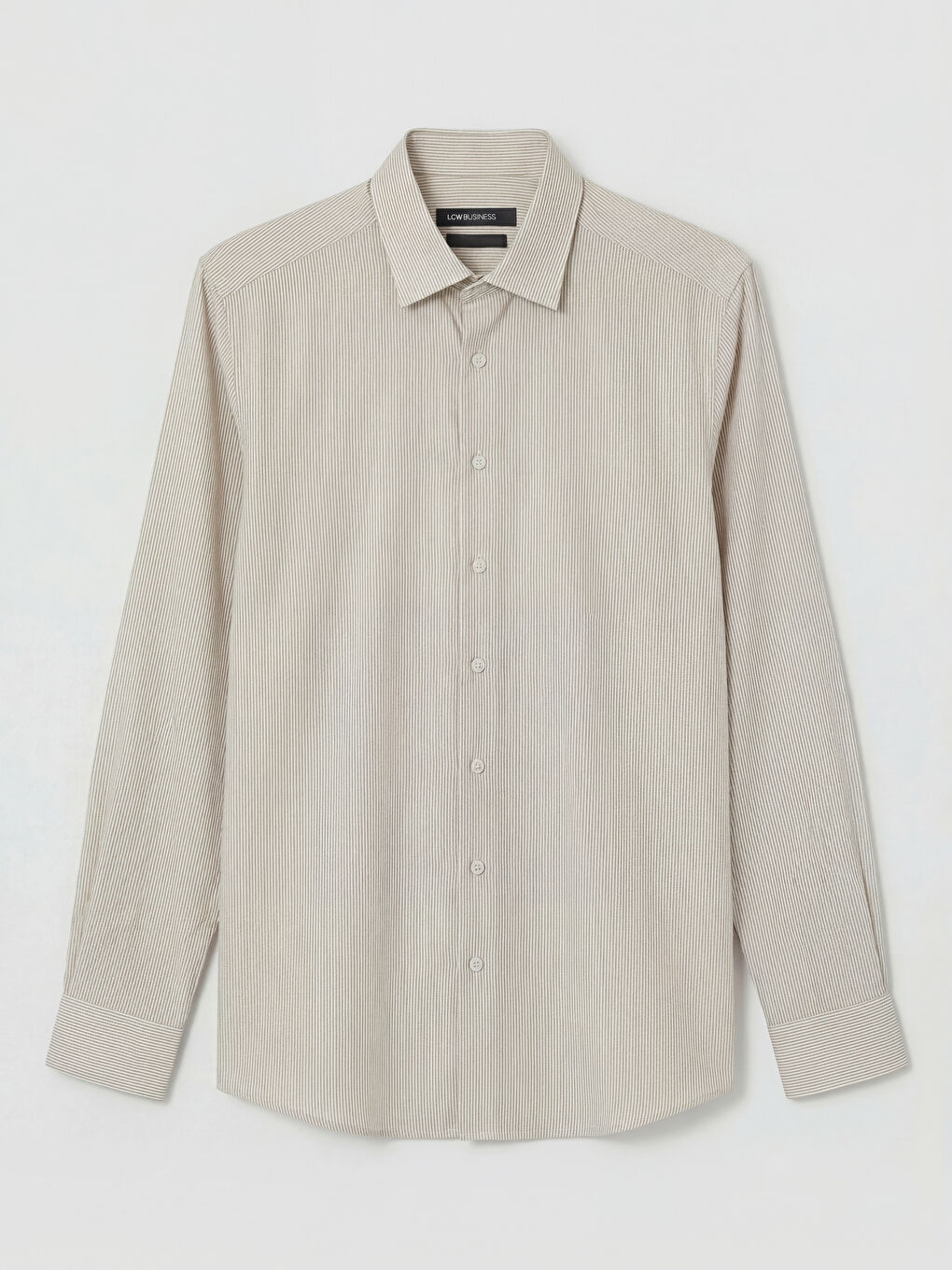 Bej Slim Fit Çizgili Erkek Gömlek-4