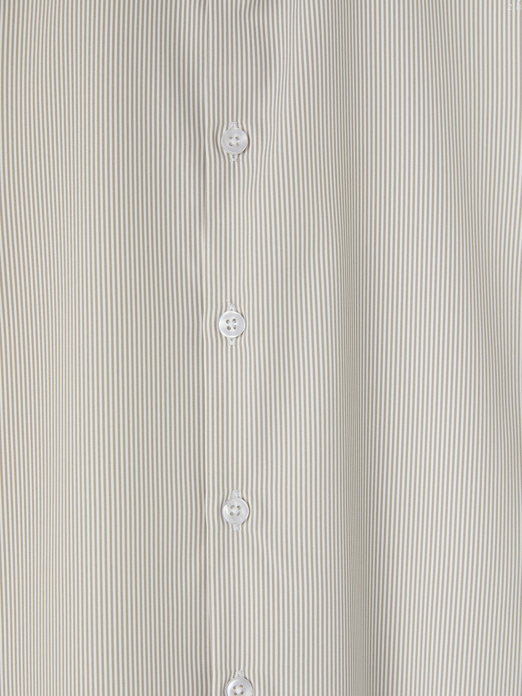 Bej Slim Fit Çizgili Erkek Gömlek-6
