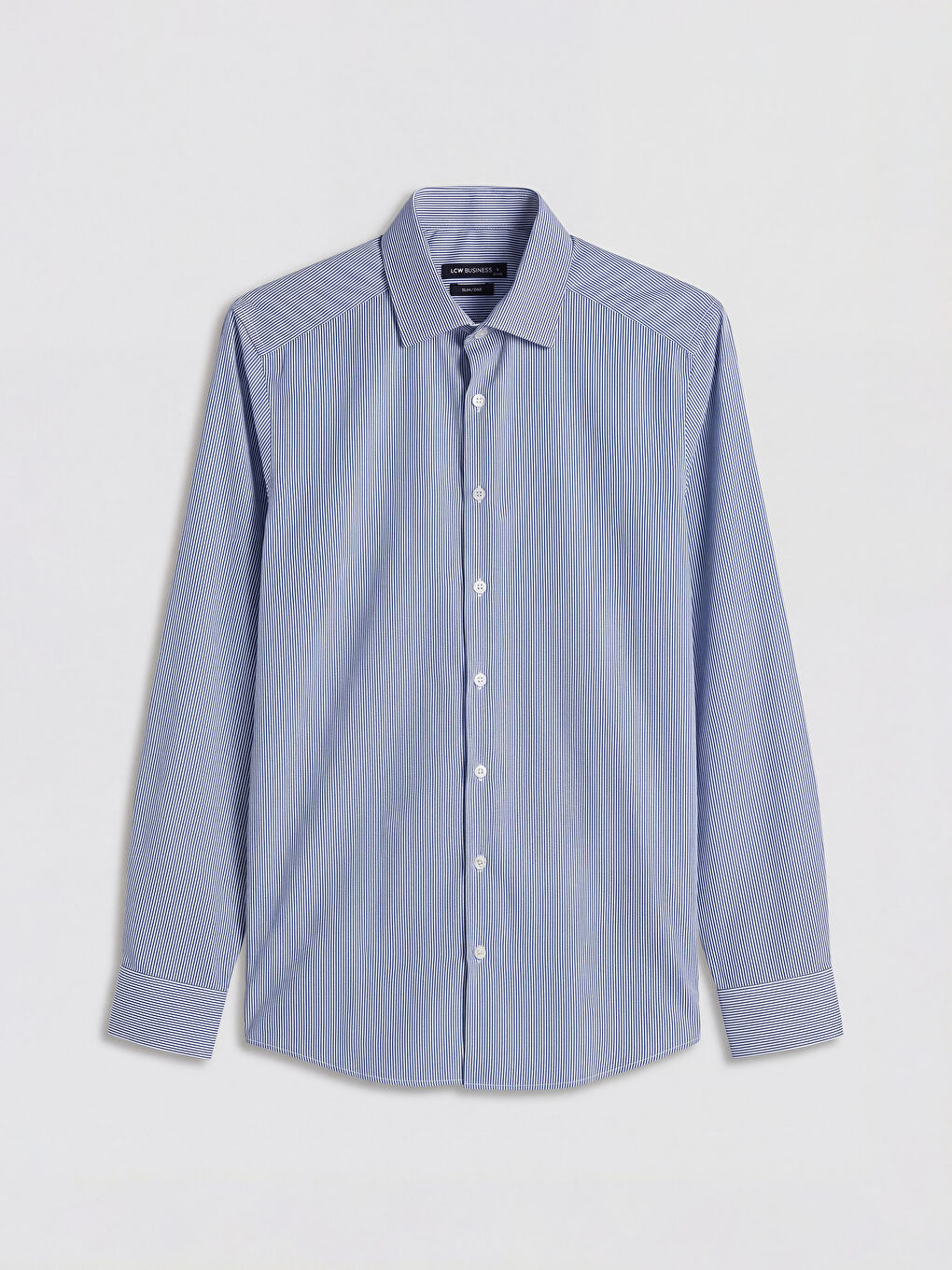 Lacivert Slim Fit Çizgili Erkek Gömlek-4