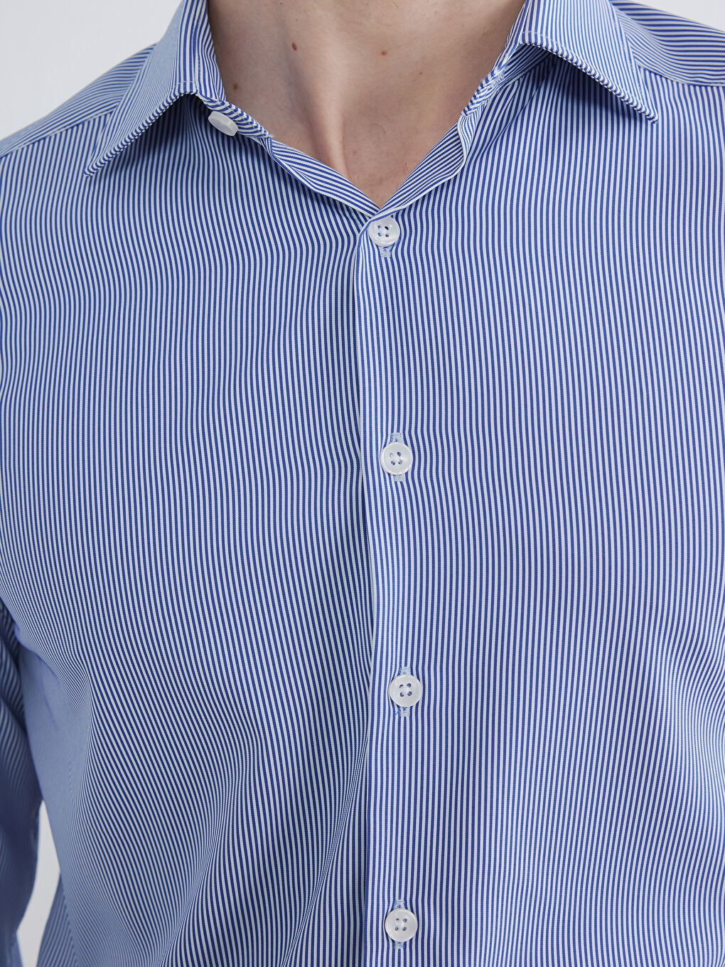 Lacivert Slim Fit Çizgili Erkek Gömlek-2