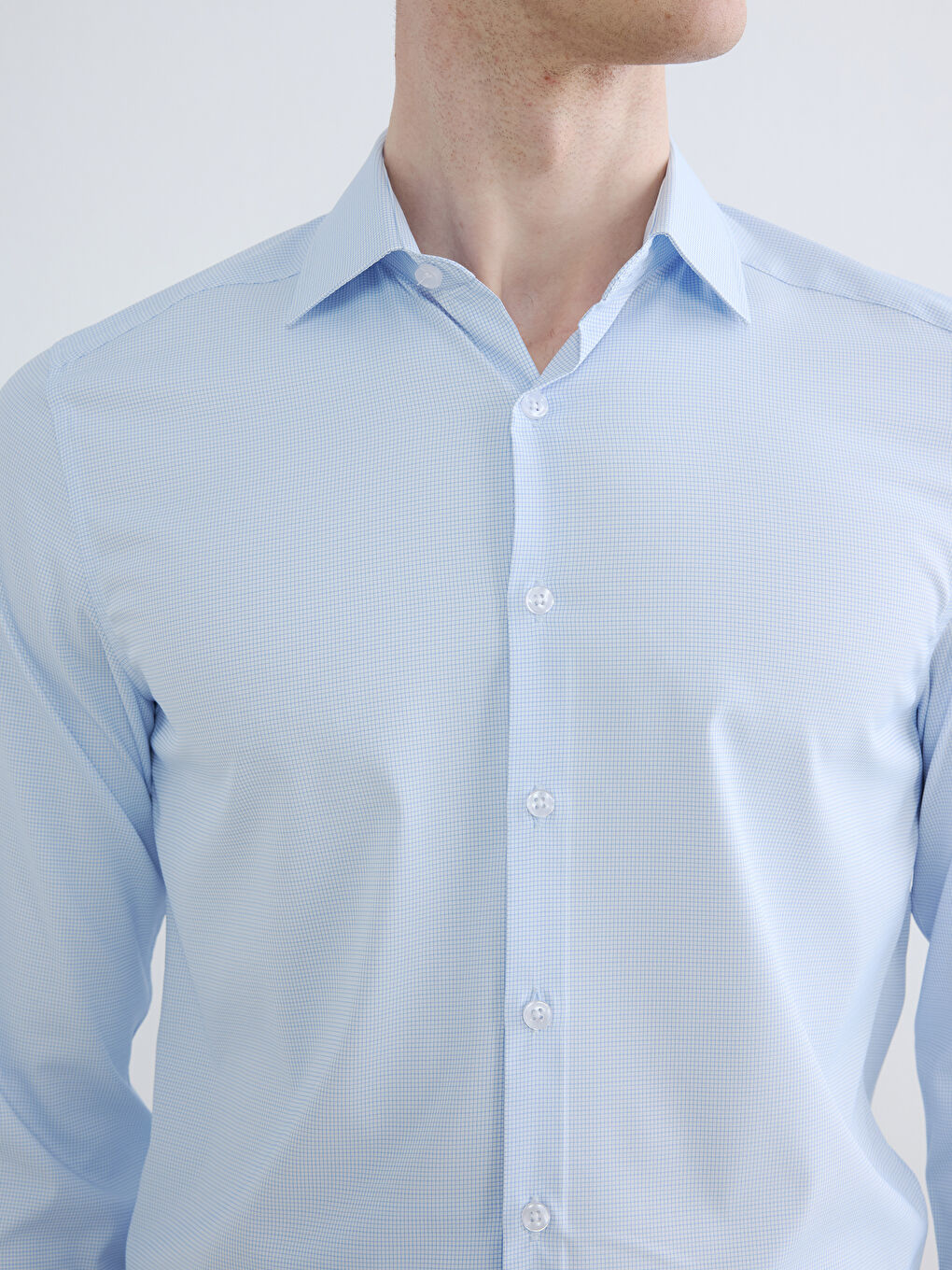 Mavi Slim Fit Ekose Erkek Gömlek-2