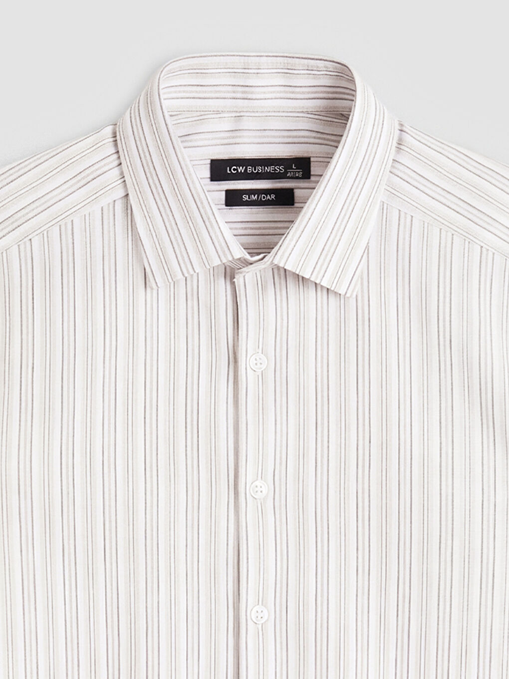 Bej Slim Fit Çizgili Erkek Gömlek-6