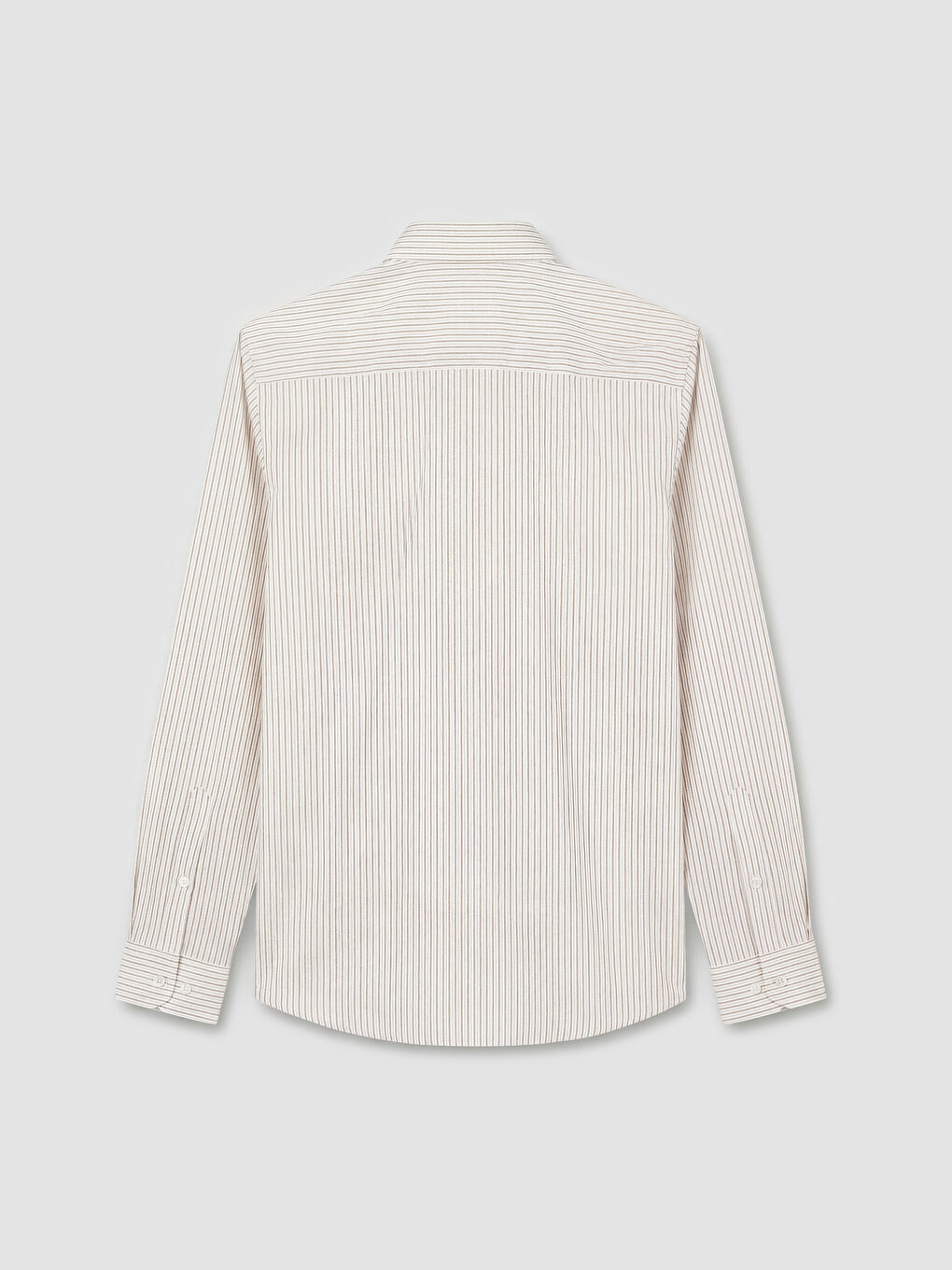 Bej Slim Fit Çizgili Erkek Gömlek-5