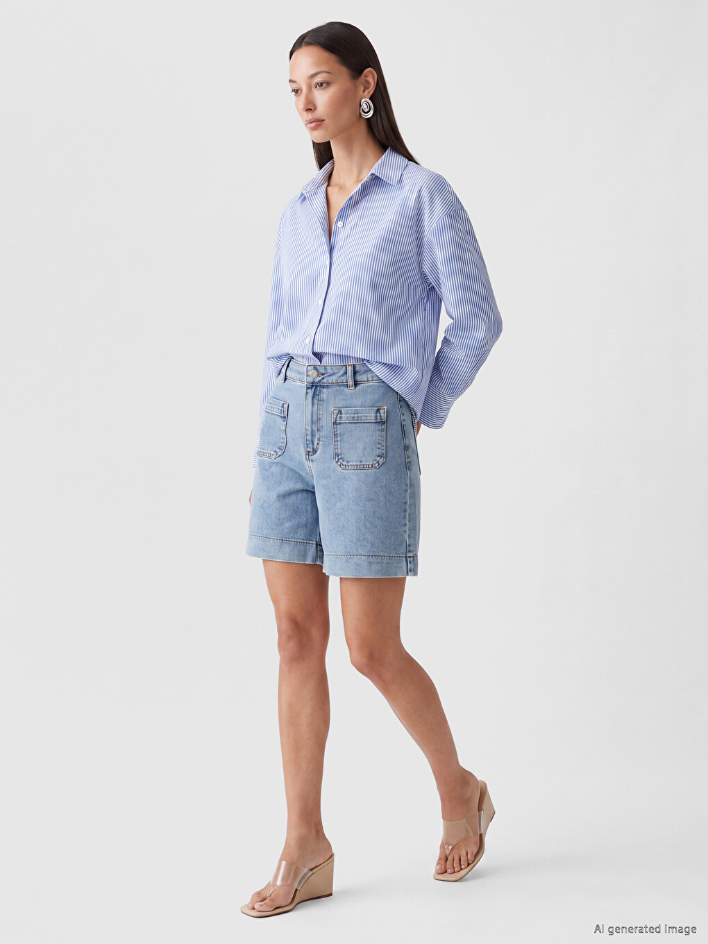 Bej Regular Fit Kadın Jean Şort