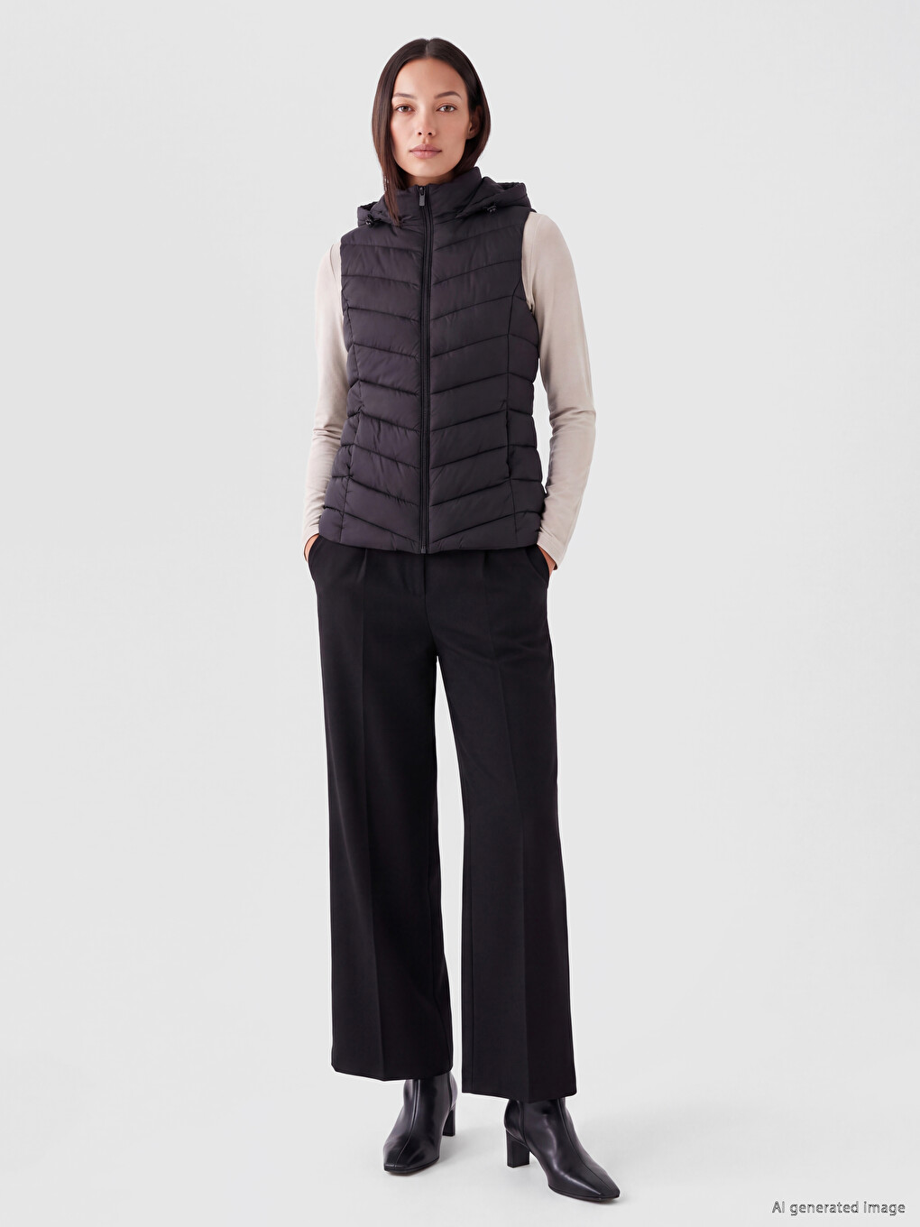 Hooded Women's Puffer Gilet-1
