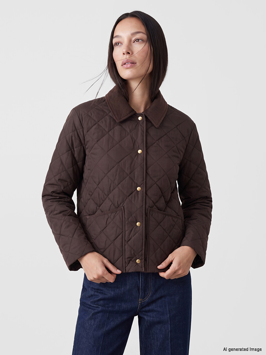 Velvet Collar Quilted Women's Puffer Coat