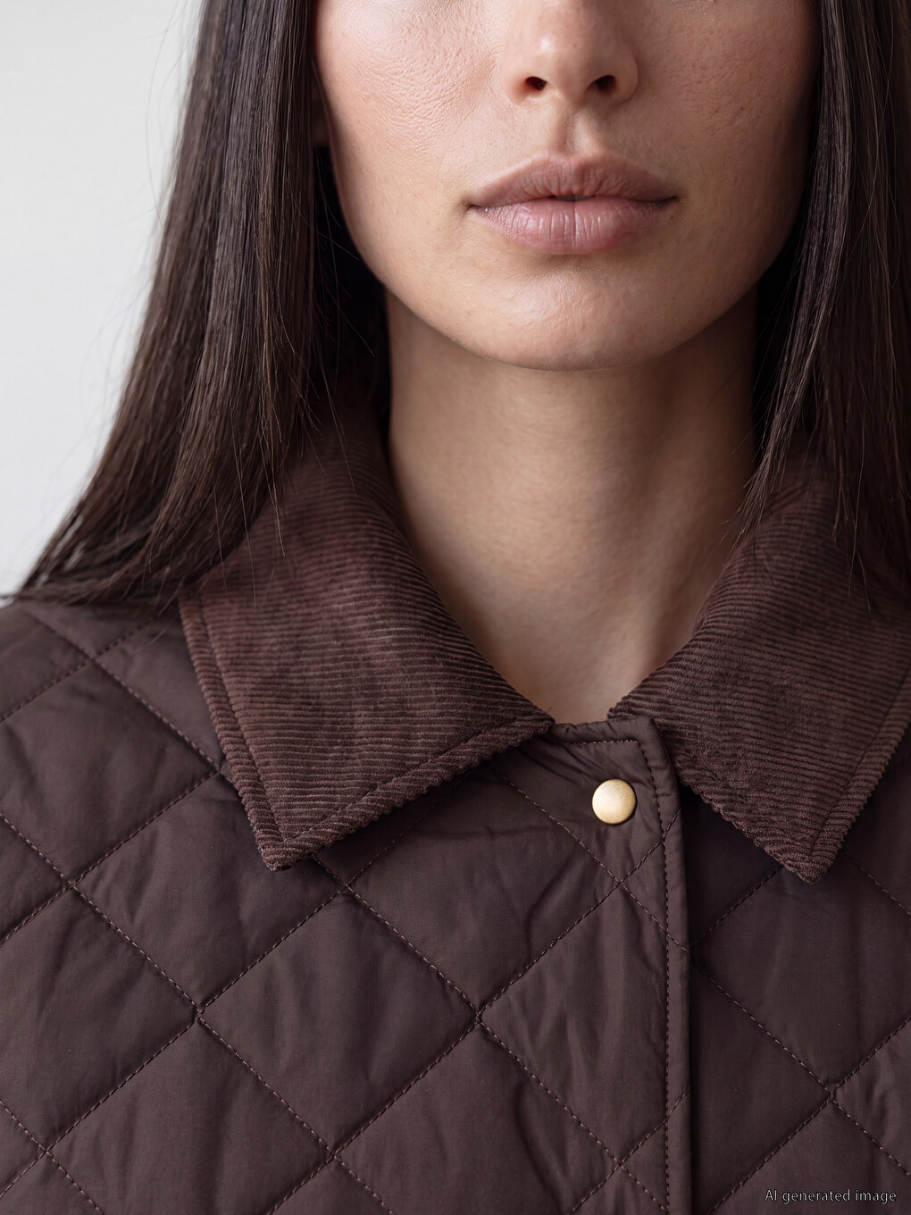 Velvet Collar Quilted Women's Puffer Coat-2
