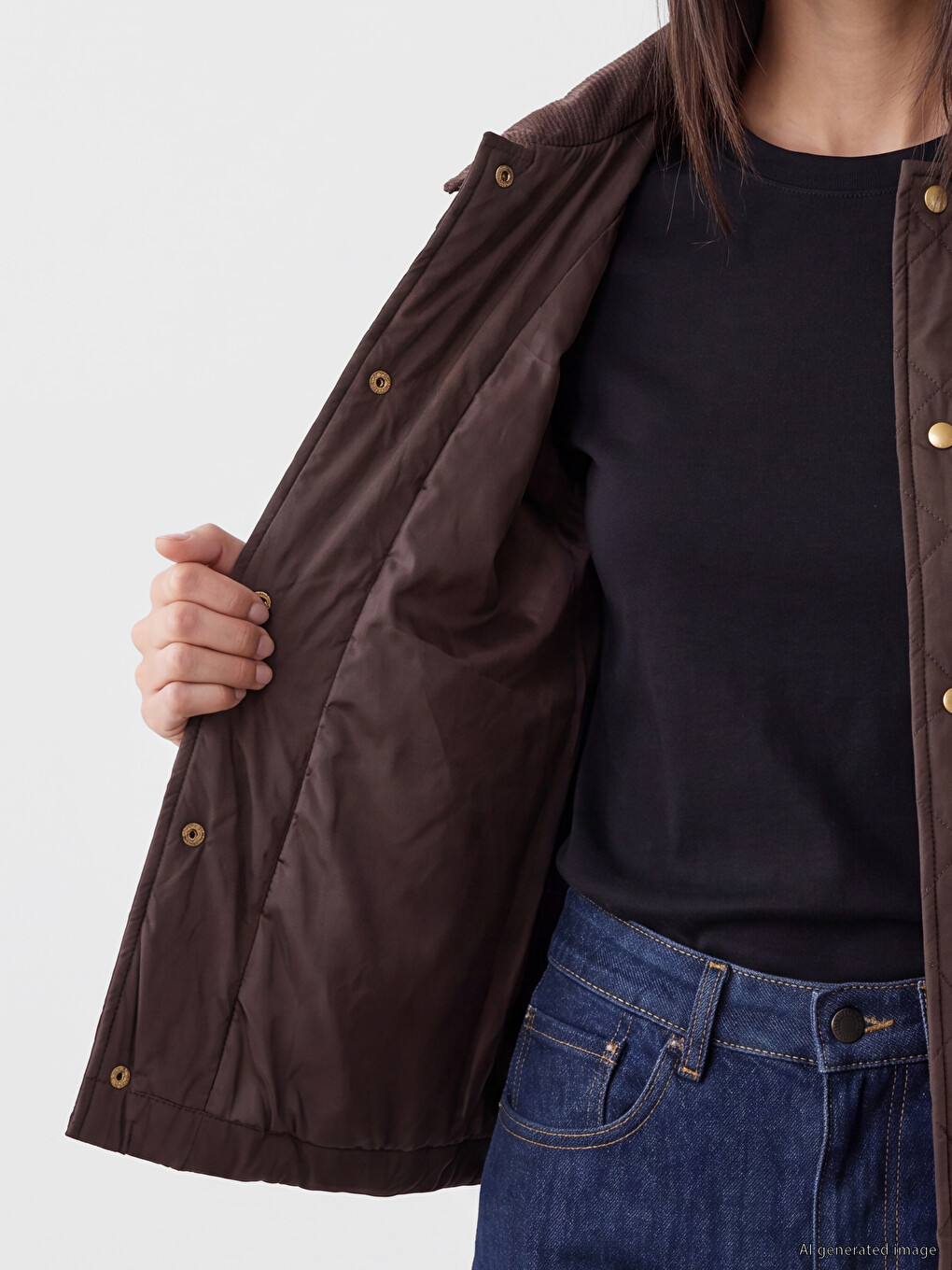 Velvet Collar Quilted Women's Puffer Coat-3